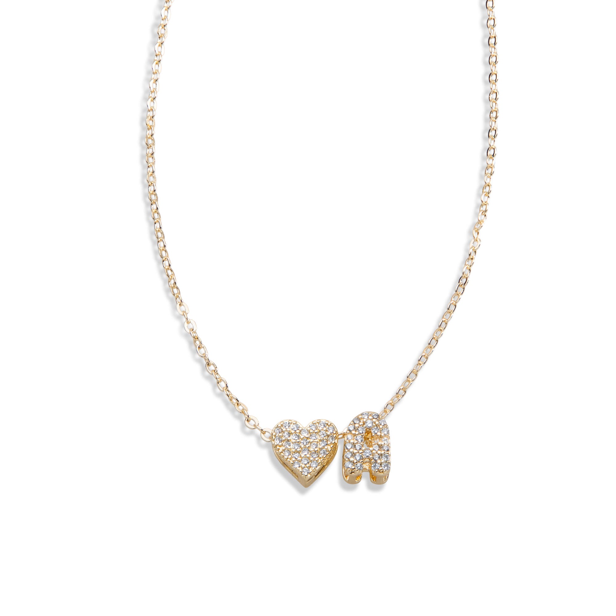 Collar con letra y corazon circonias 45-50cm