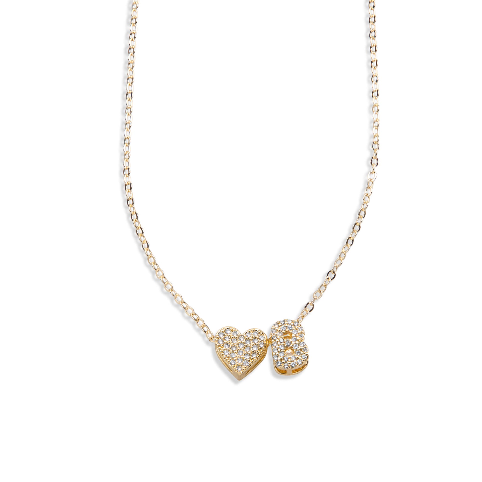 Collar con letra y corazon circonias 45-50cm