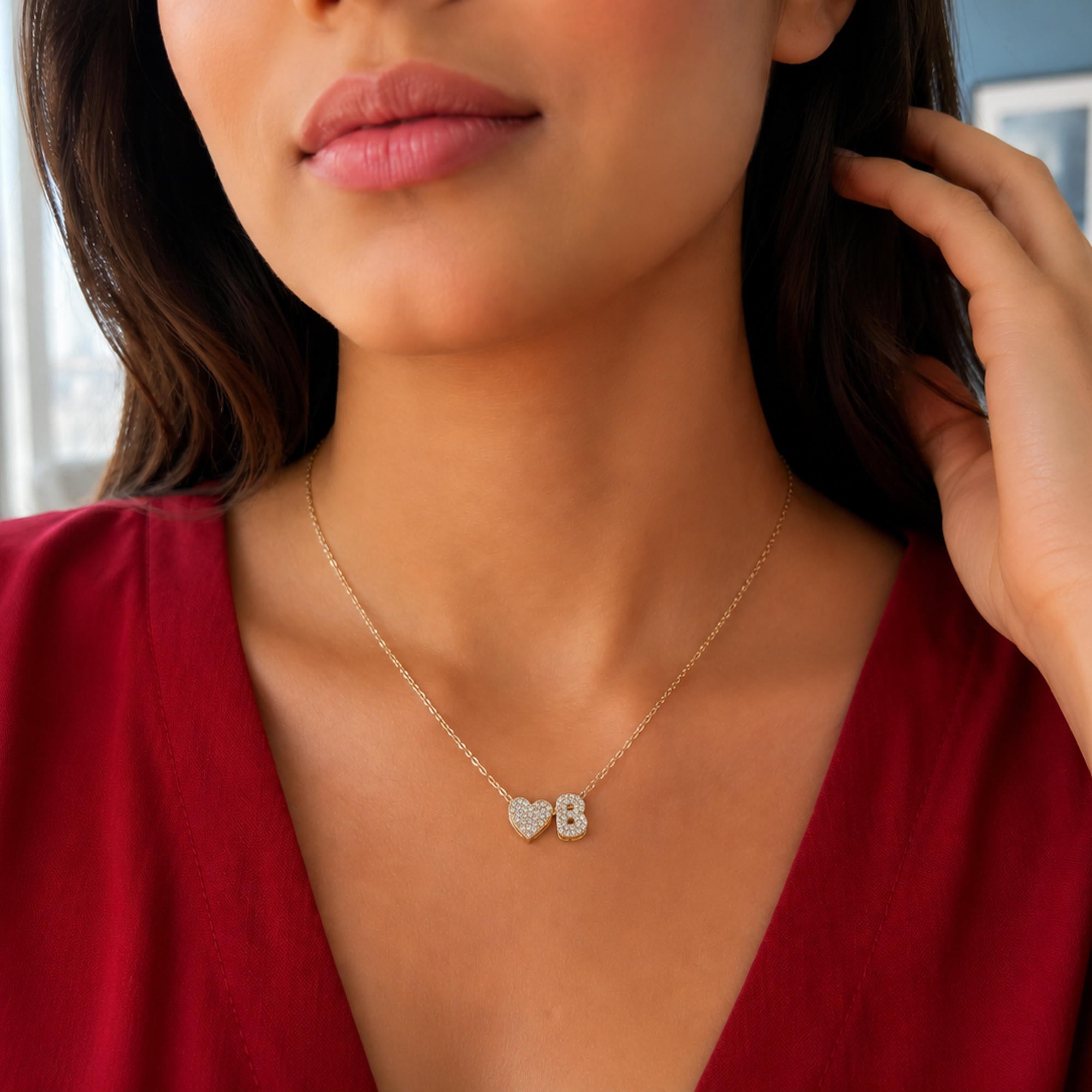 Collar con letra y corazon circonias 45-50cm