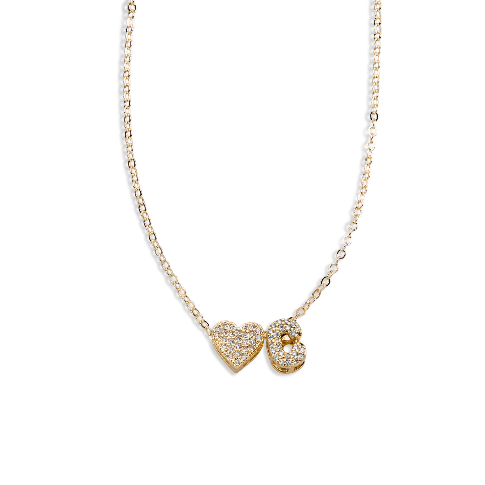 Collar con letra y corazon circonias 45-50cm