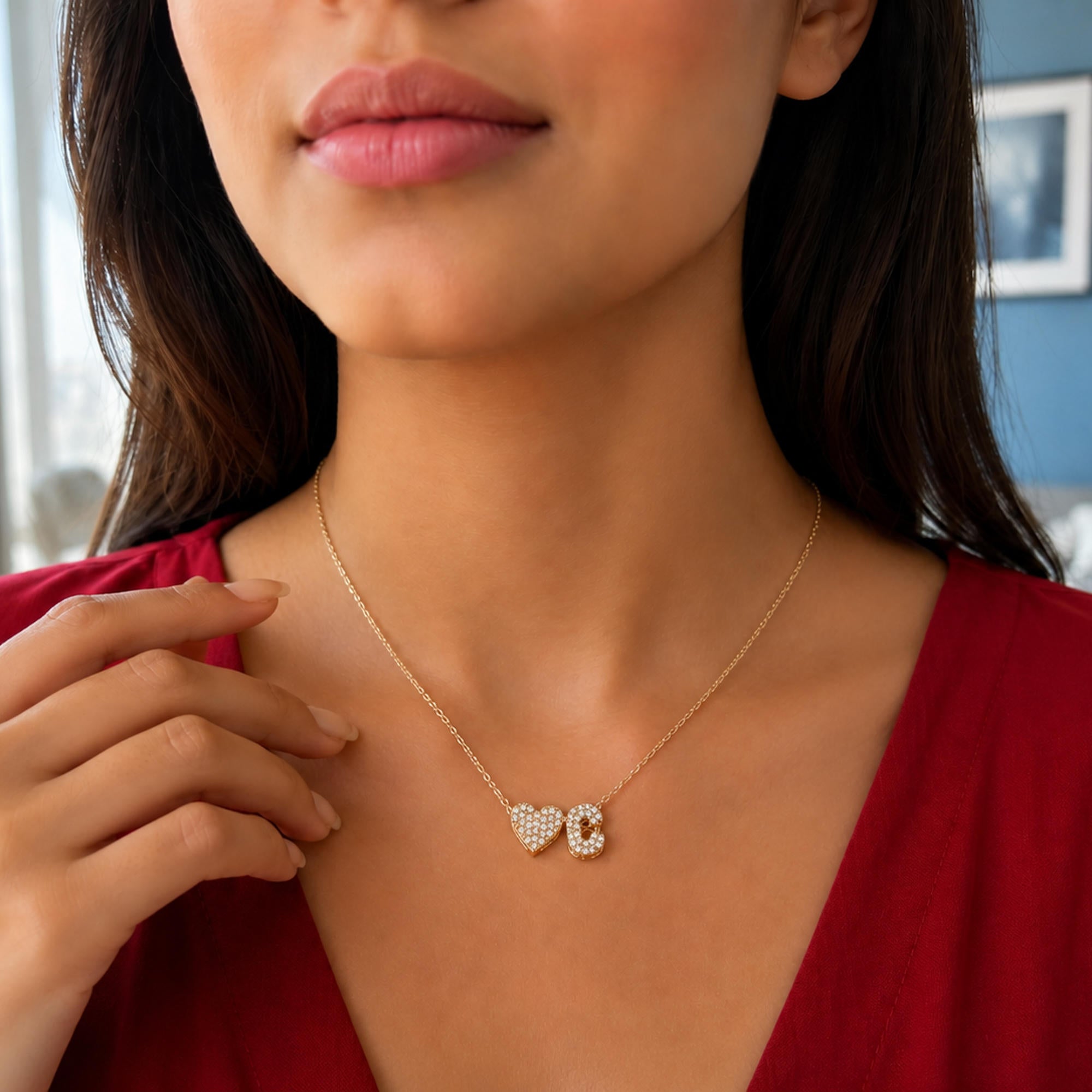 Collar con letra y corazon circonias 45-50cm