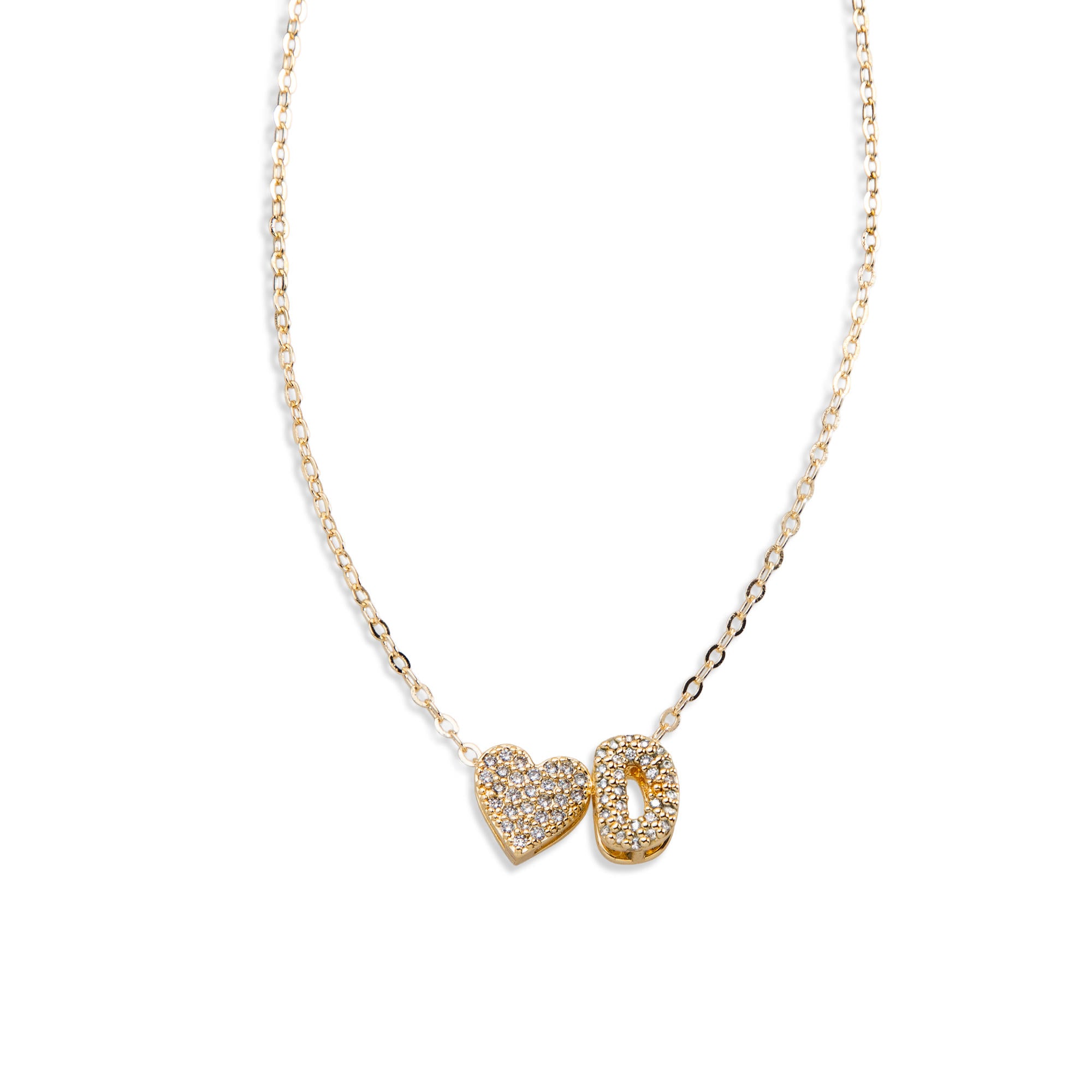 Collar con letra y corazon circonias 45-50cm