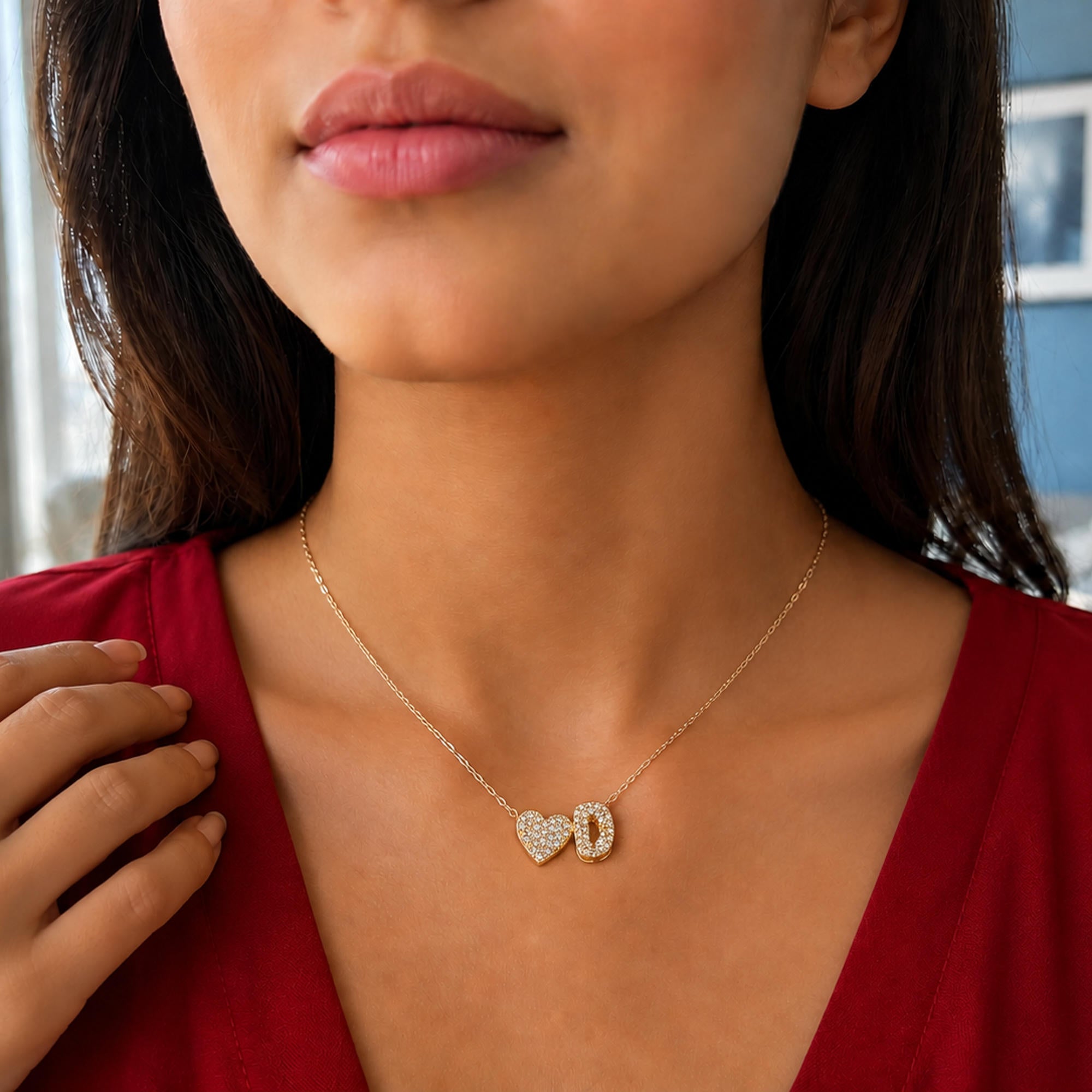 Collar con letra y corazon circonias 45-50cm