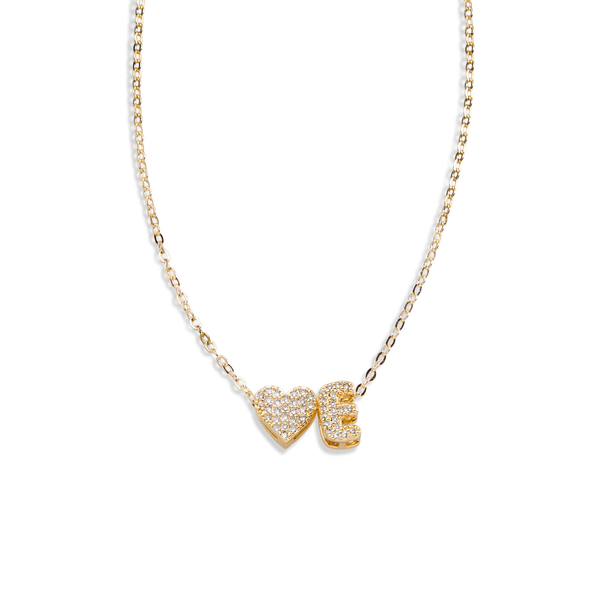 Collar con letra y corazon circonias 45-50cm