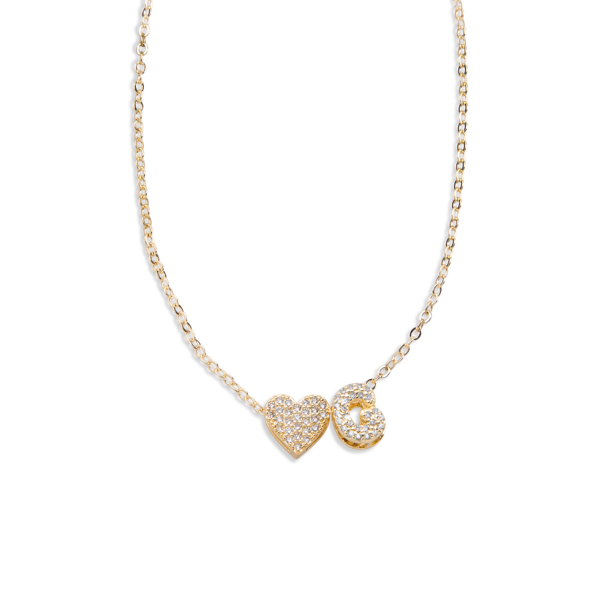 Collar con letra y corazon circonias 45-50cm