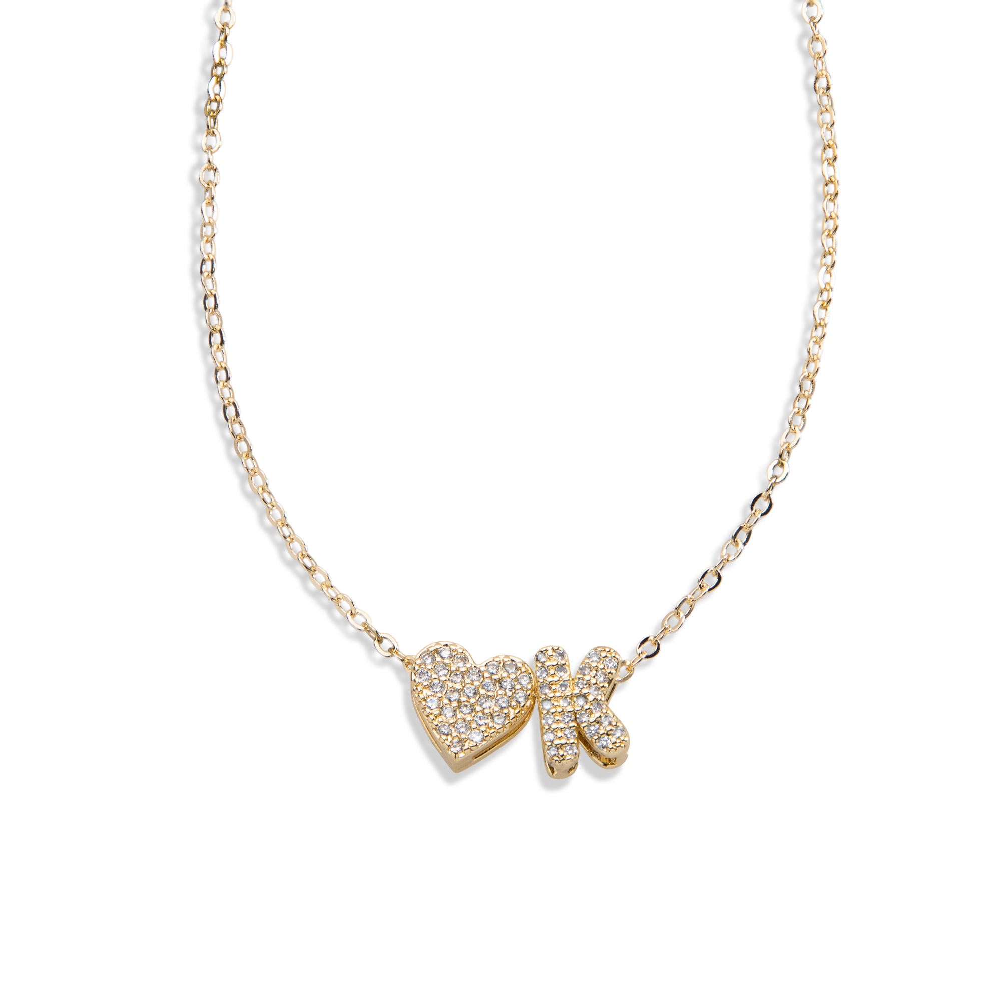 Collar con letra y corazon circonias 45-50cm