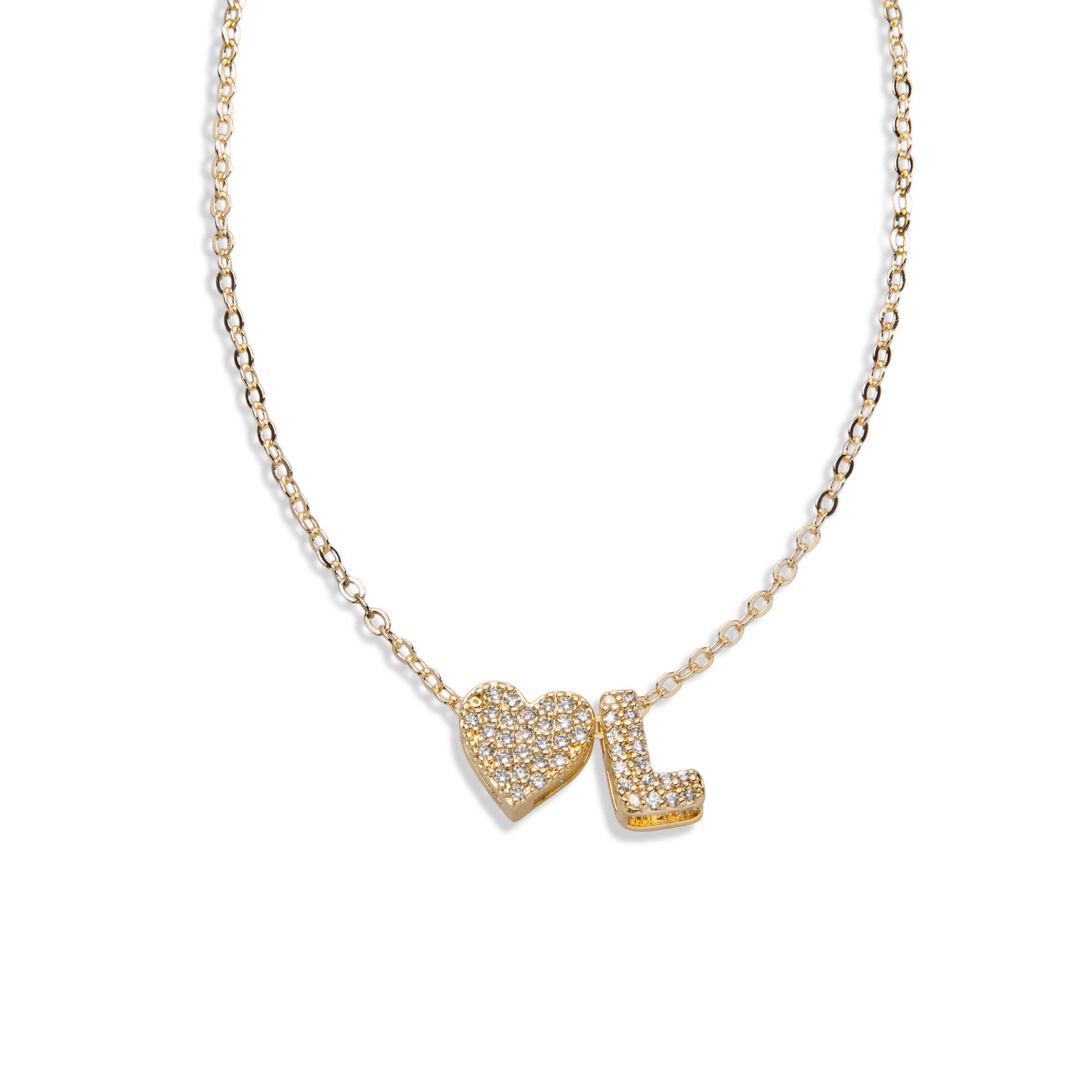Collar con letra y corazon circonias 45-50cm