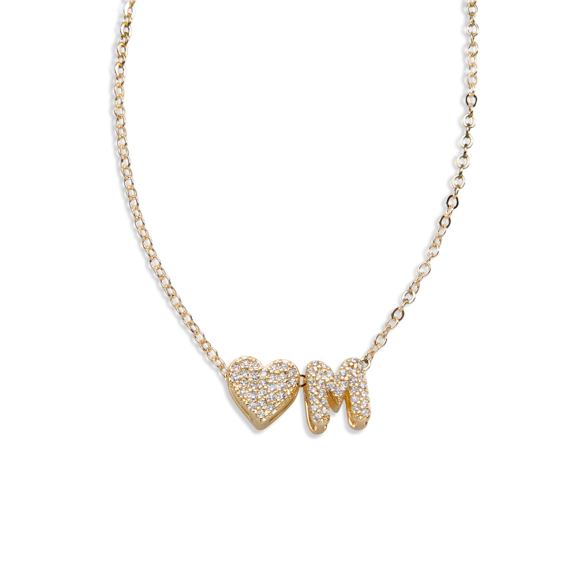 Collar con letra y corazon circonias 45-50cm