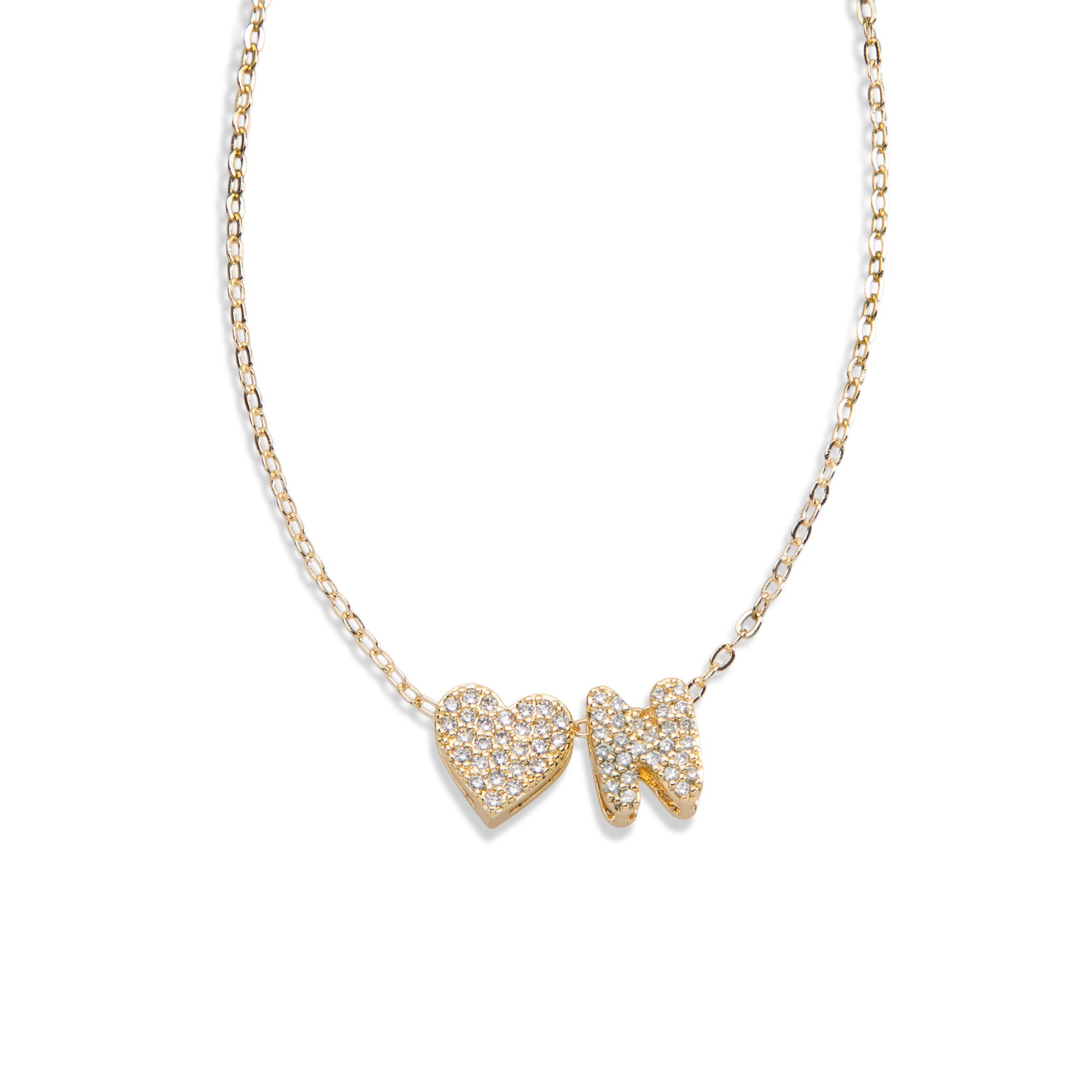 Collar con letra y corazon circonias 45-50cm