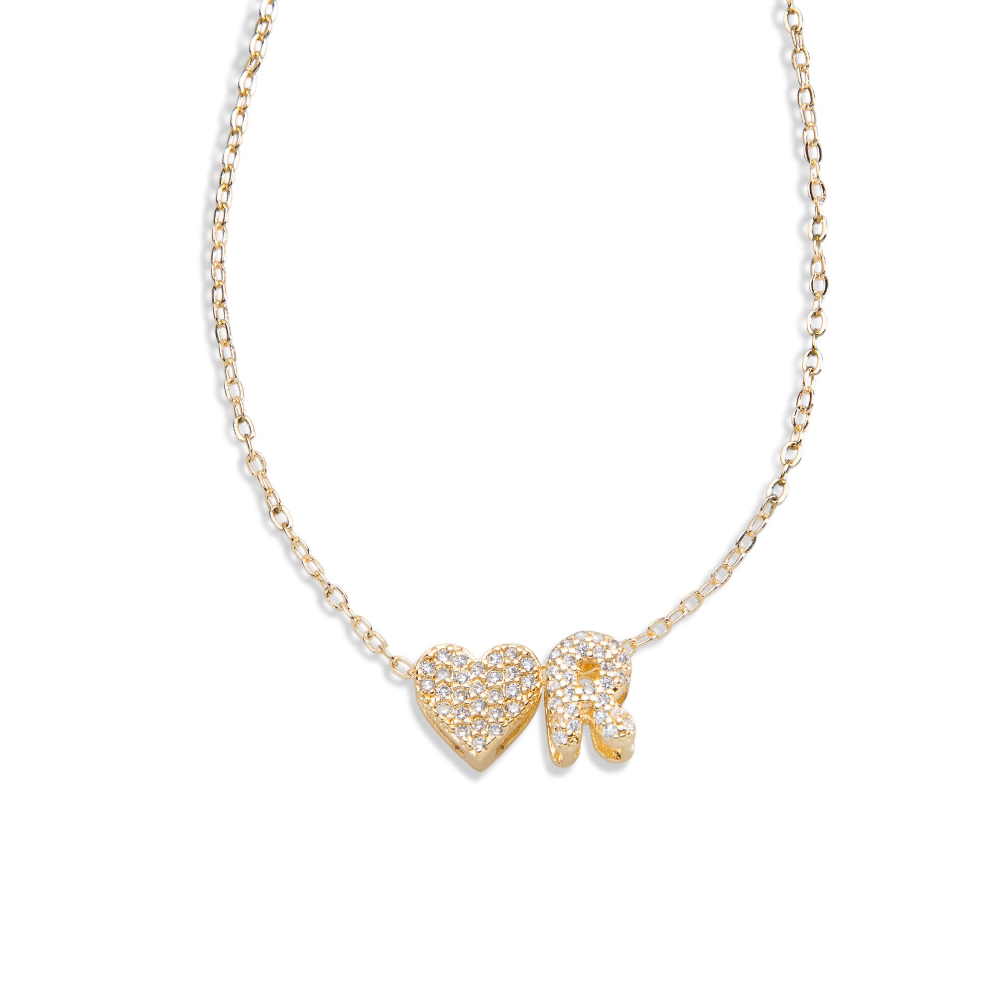 Collar con letra y corazon circonias 45-50cm