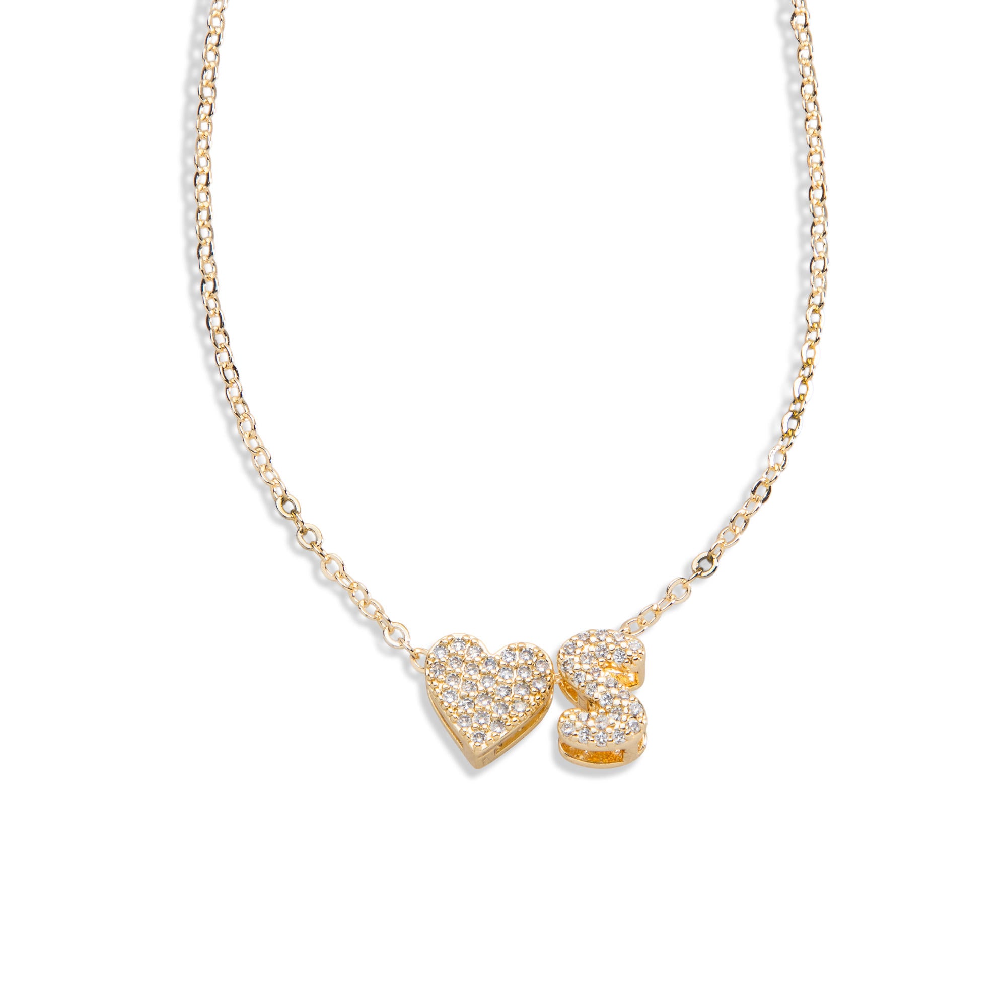 Collar con letra y corazon circonias 45-50cm