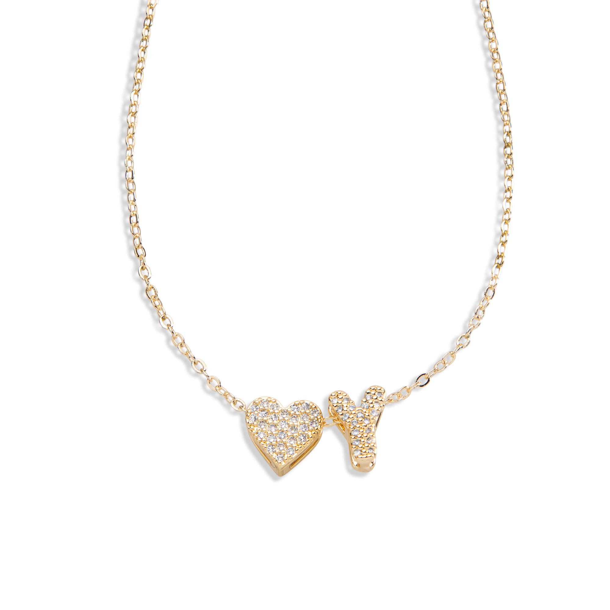 Collar con letra y corazon circonias 45-50cm