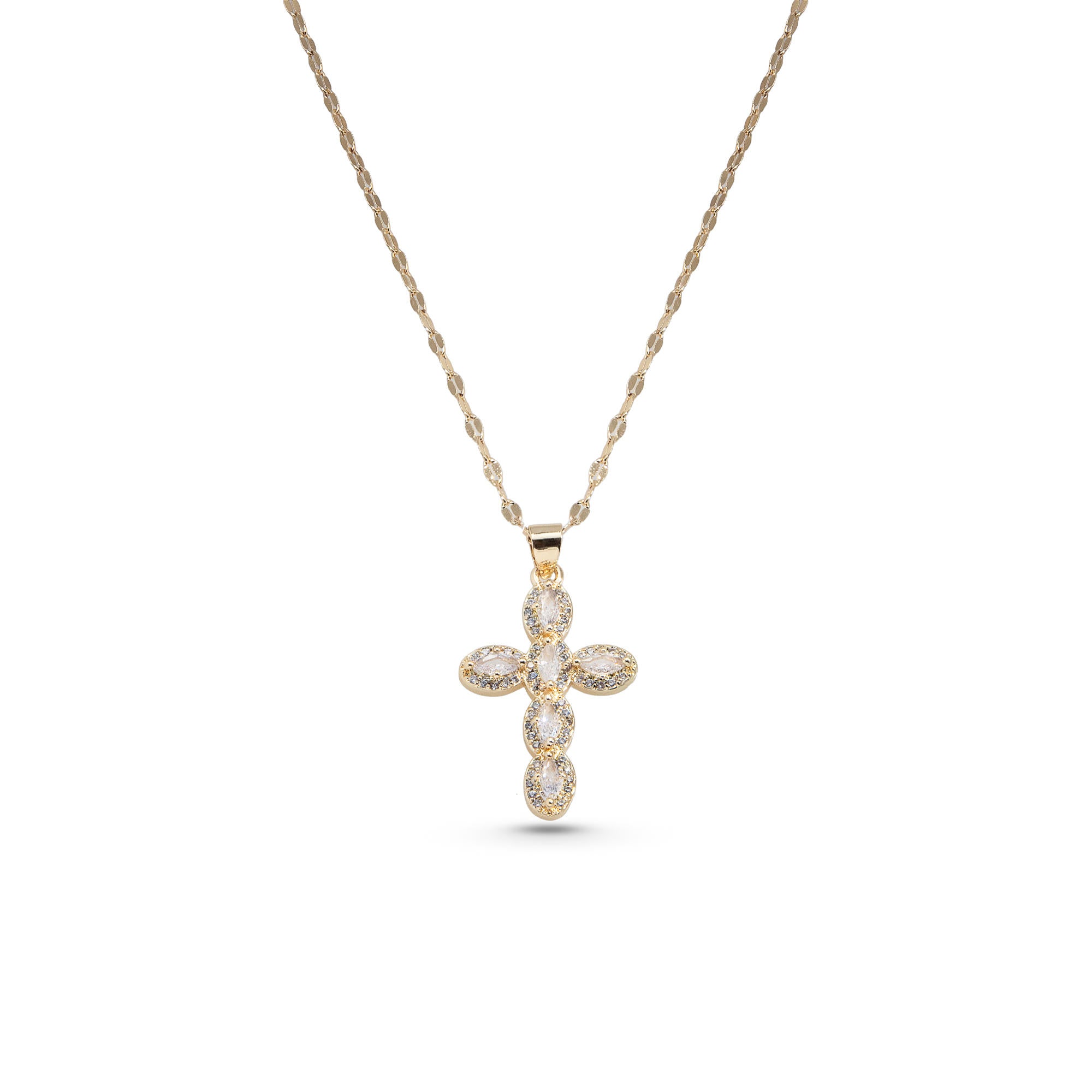 Collar ajustable con Cruz y circonia marquisse 30mm