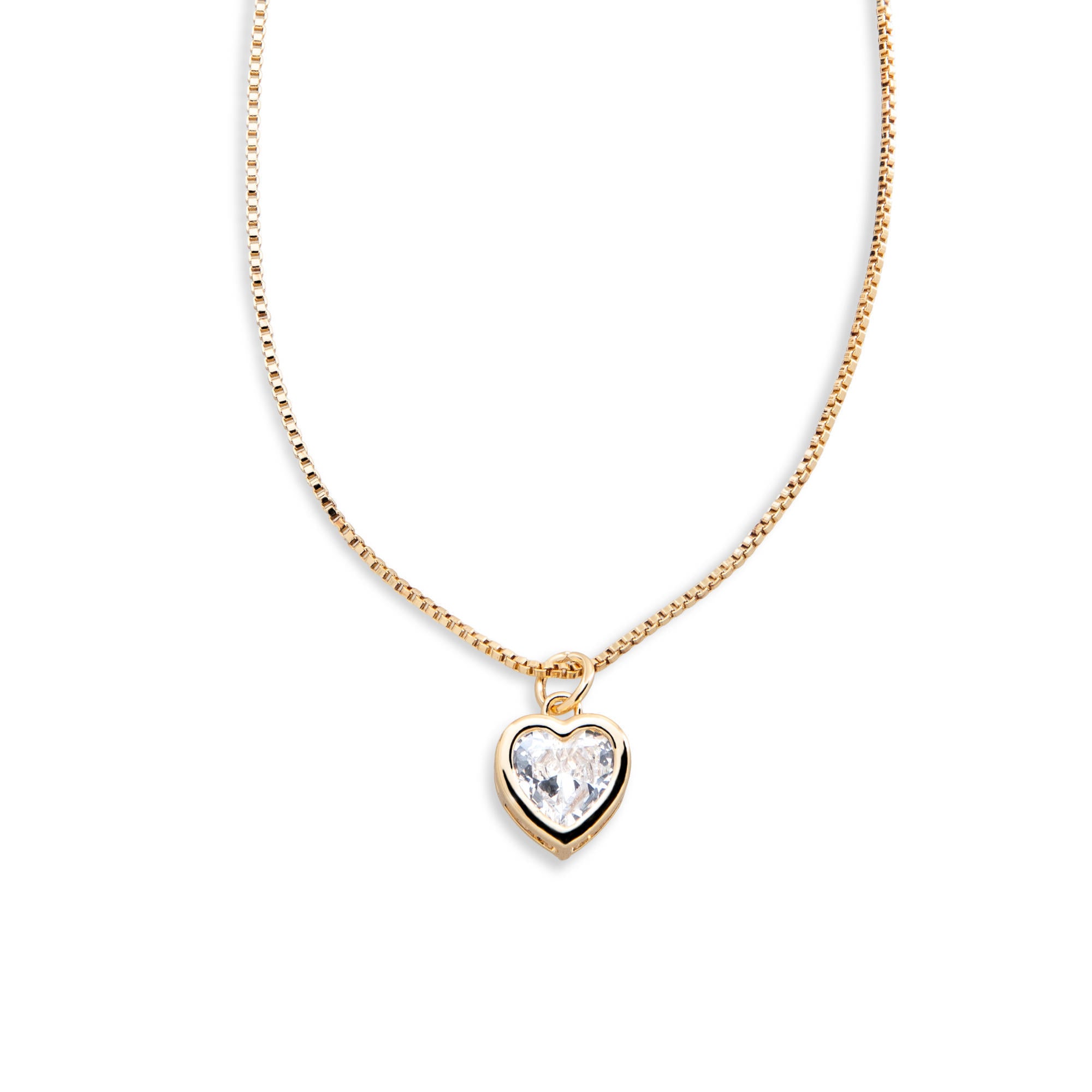 Collar cadena de caja ajustable dije corazon con circonia 15mm