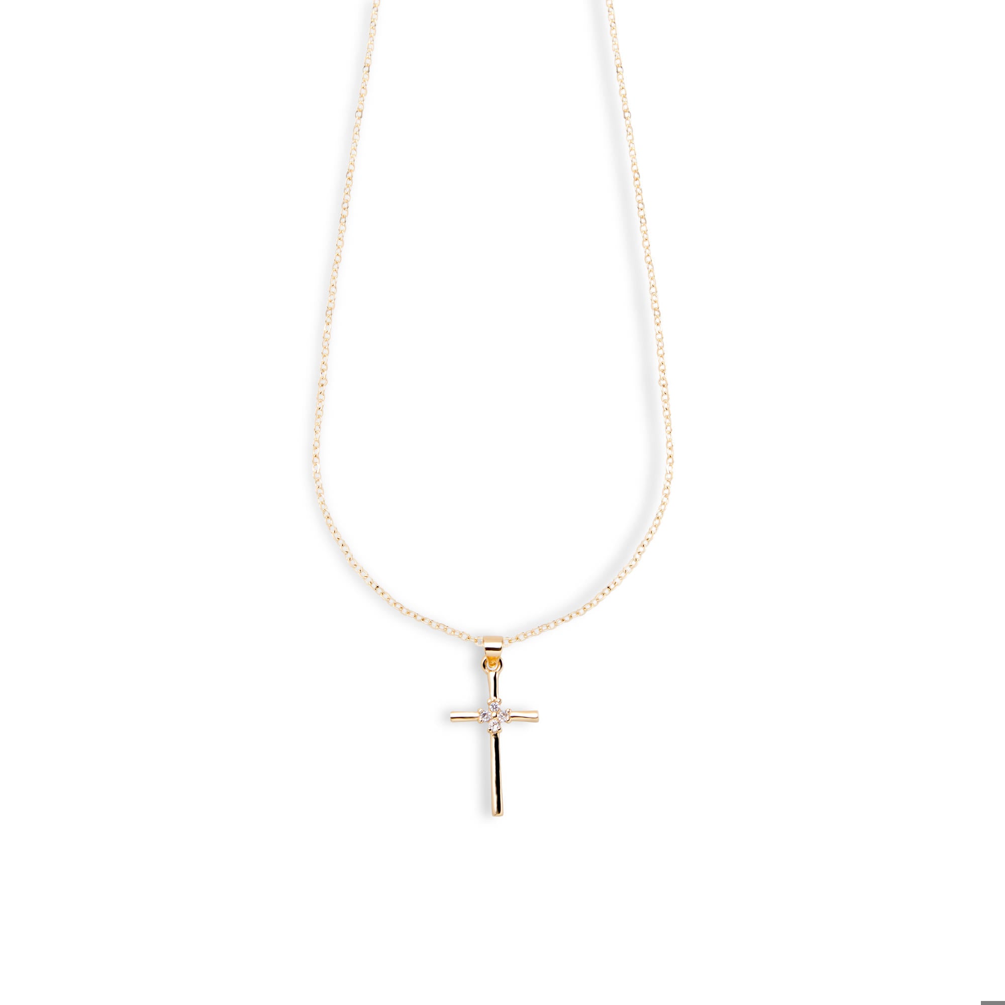 Collar con Cruz circonia flor 45-50cm