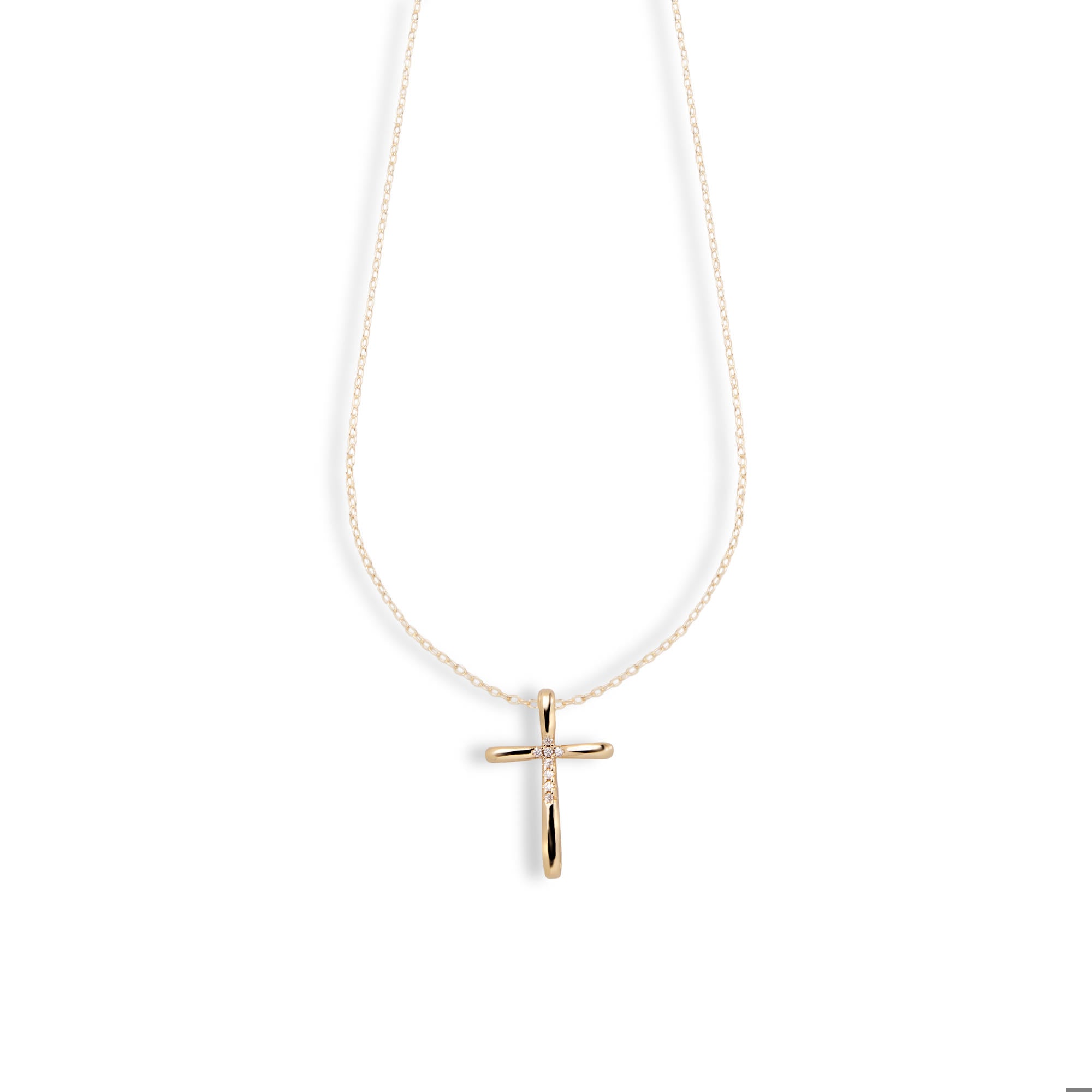 Collar con Cruz lisa con circonias al centro 45-50cm