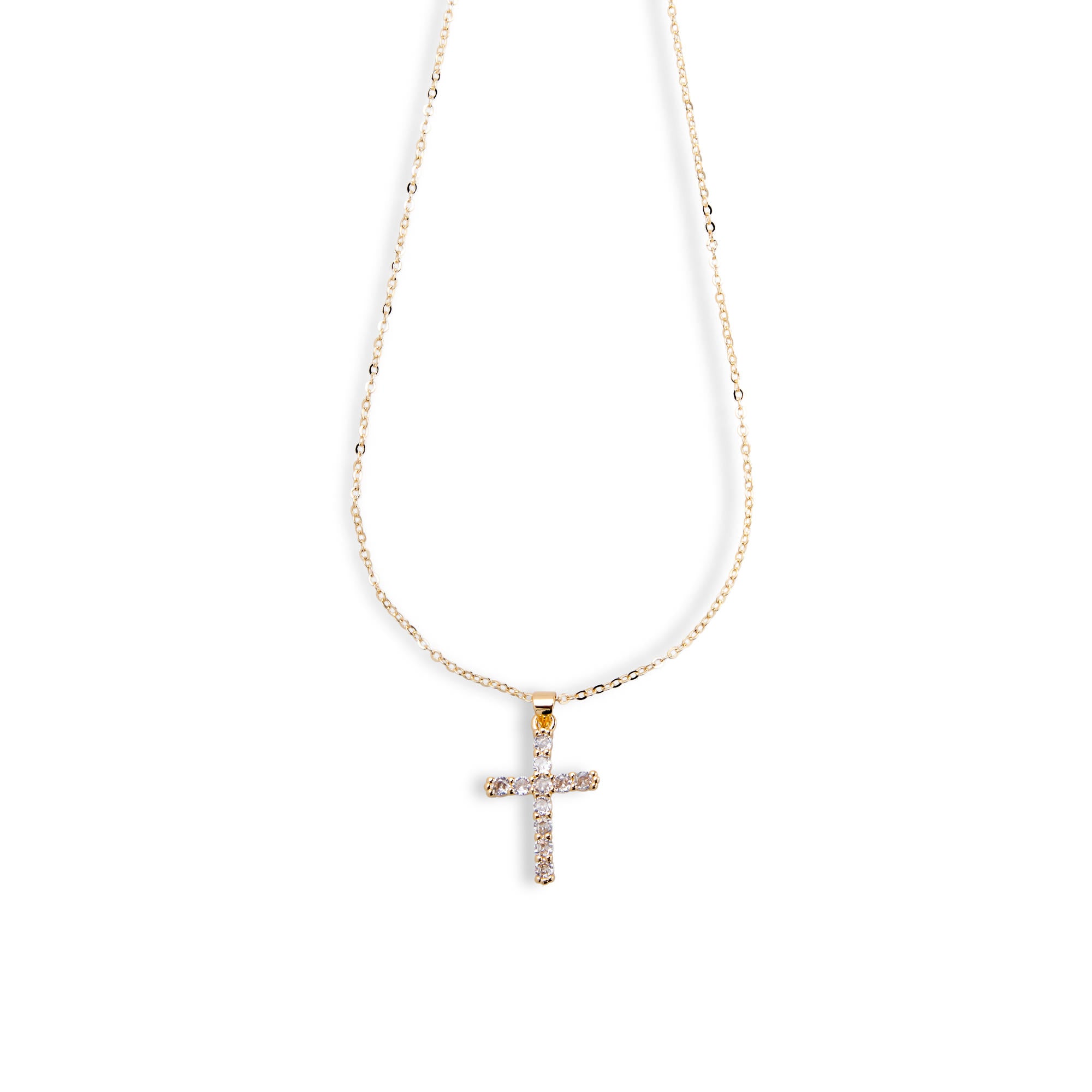 Collar con Cruz circonia redonda 45-50cm