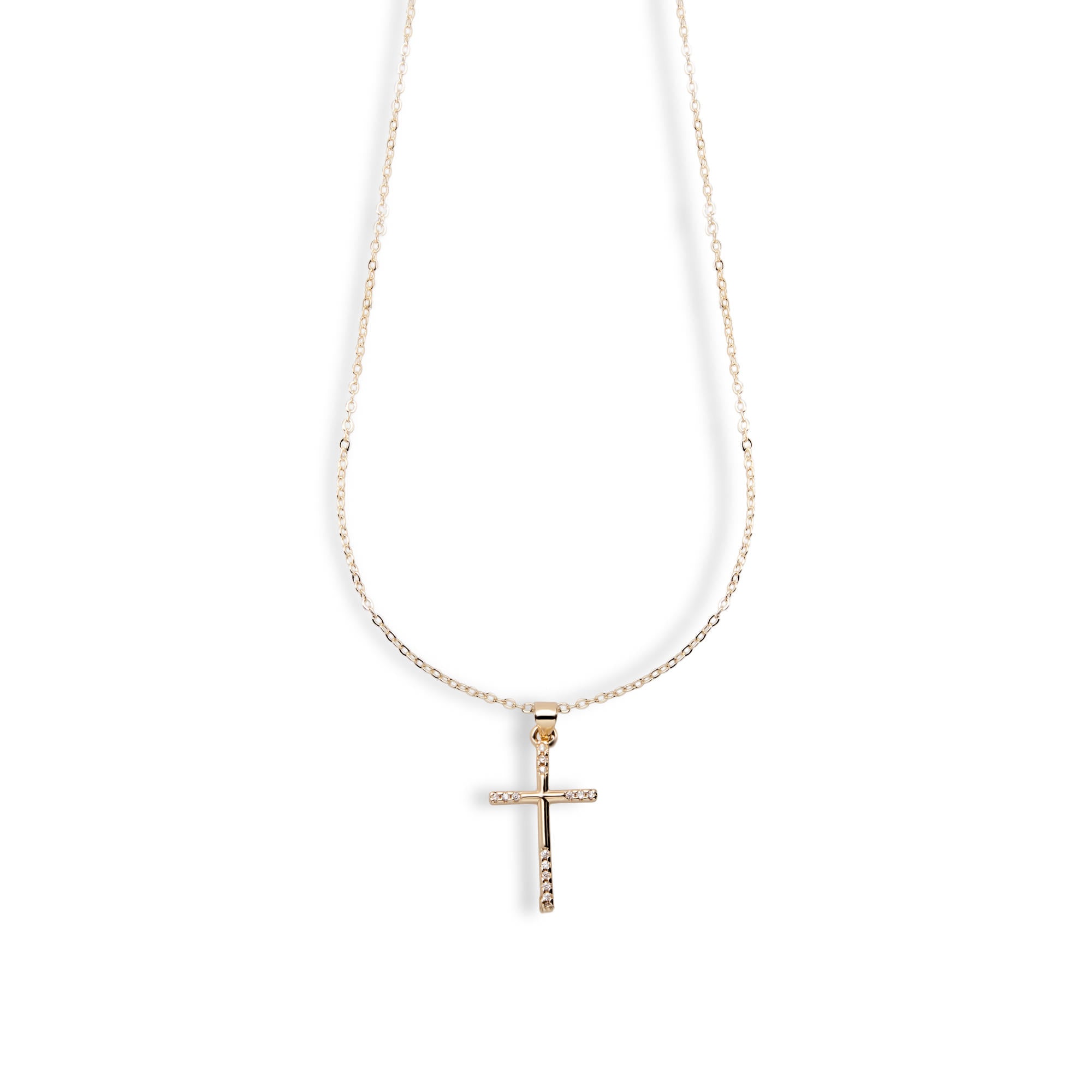 Collar con Cruz lisa con circonias 45-50cm