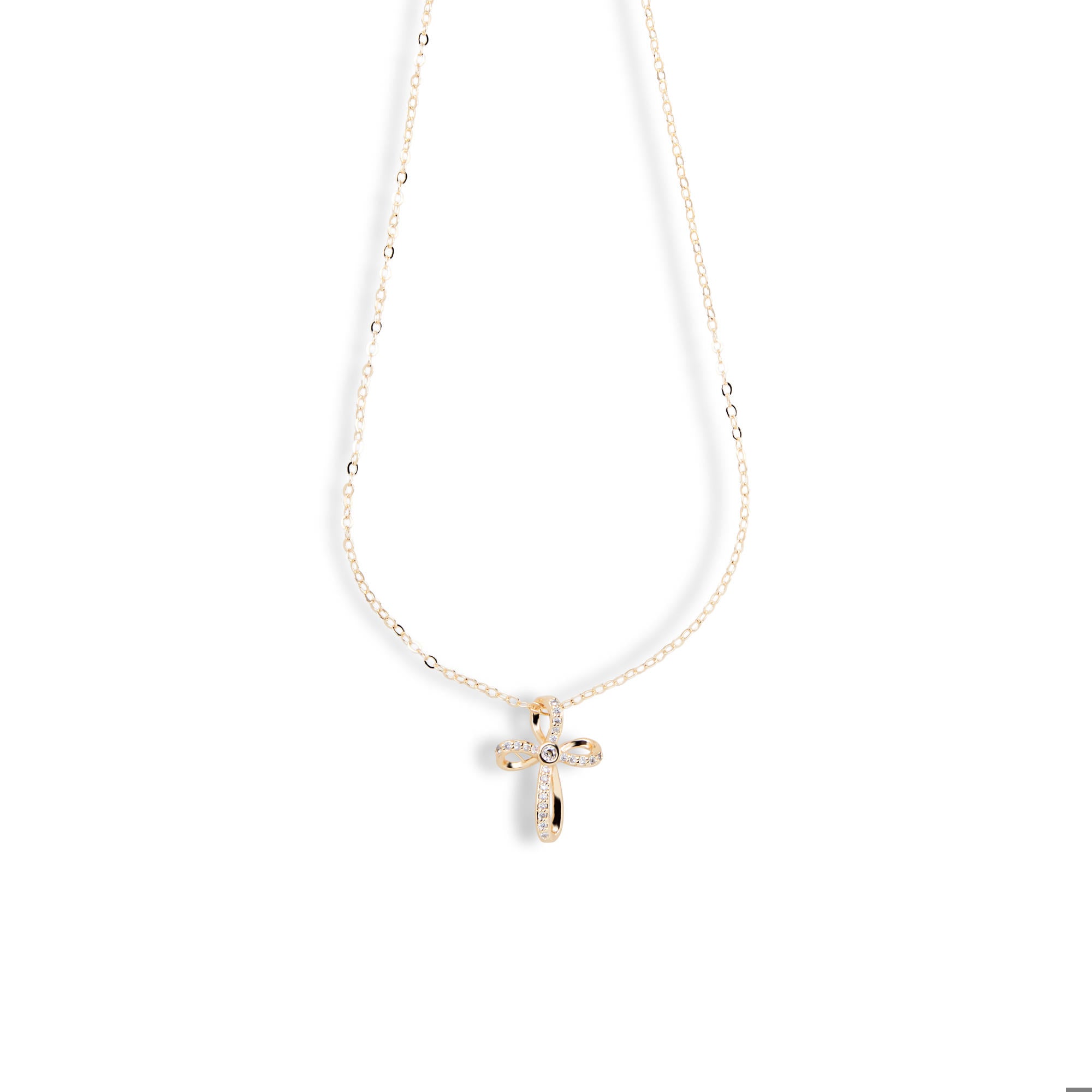 Collar Cruz de lazo con circonias 45-50cm
