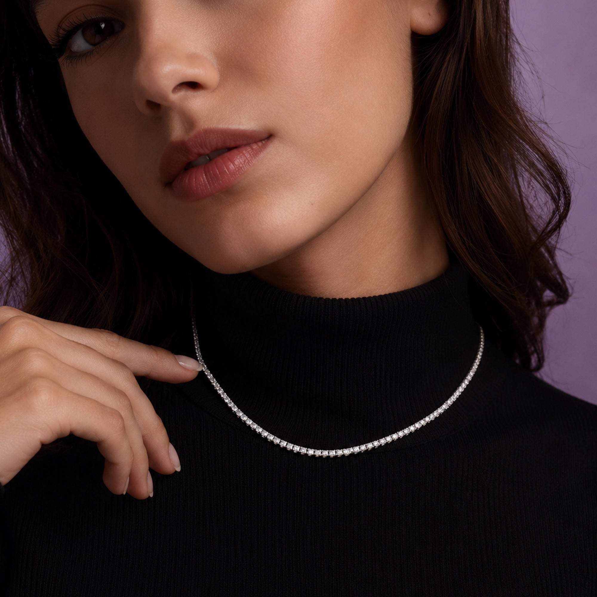 Collar gargantilla con circonias y broche de caja 40cm