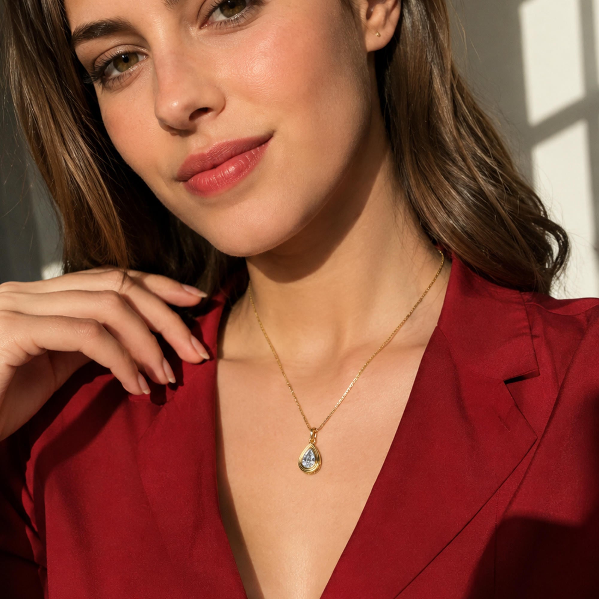 Collar dije circonia de gota biselada 45-50cm