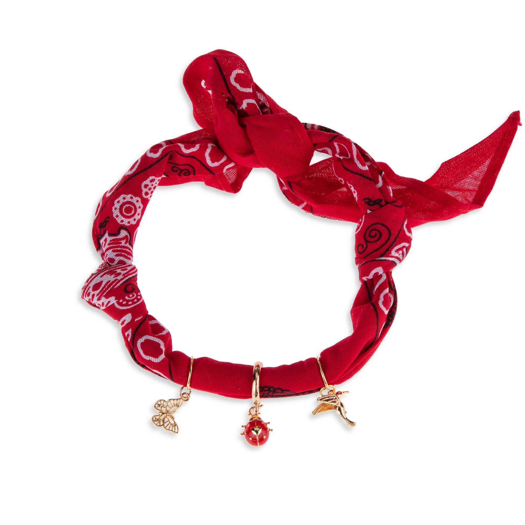 Bandana con dijes de catarina colibri y mariposa 65cm