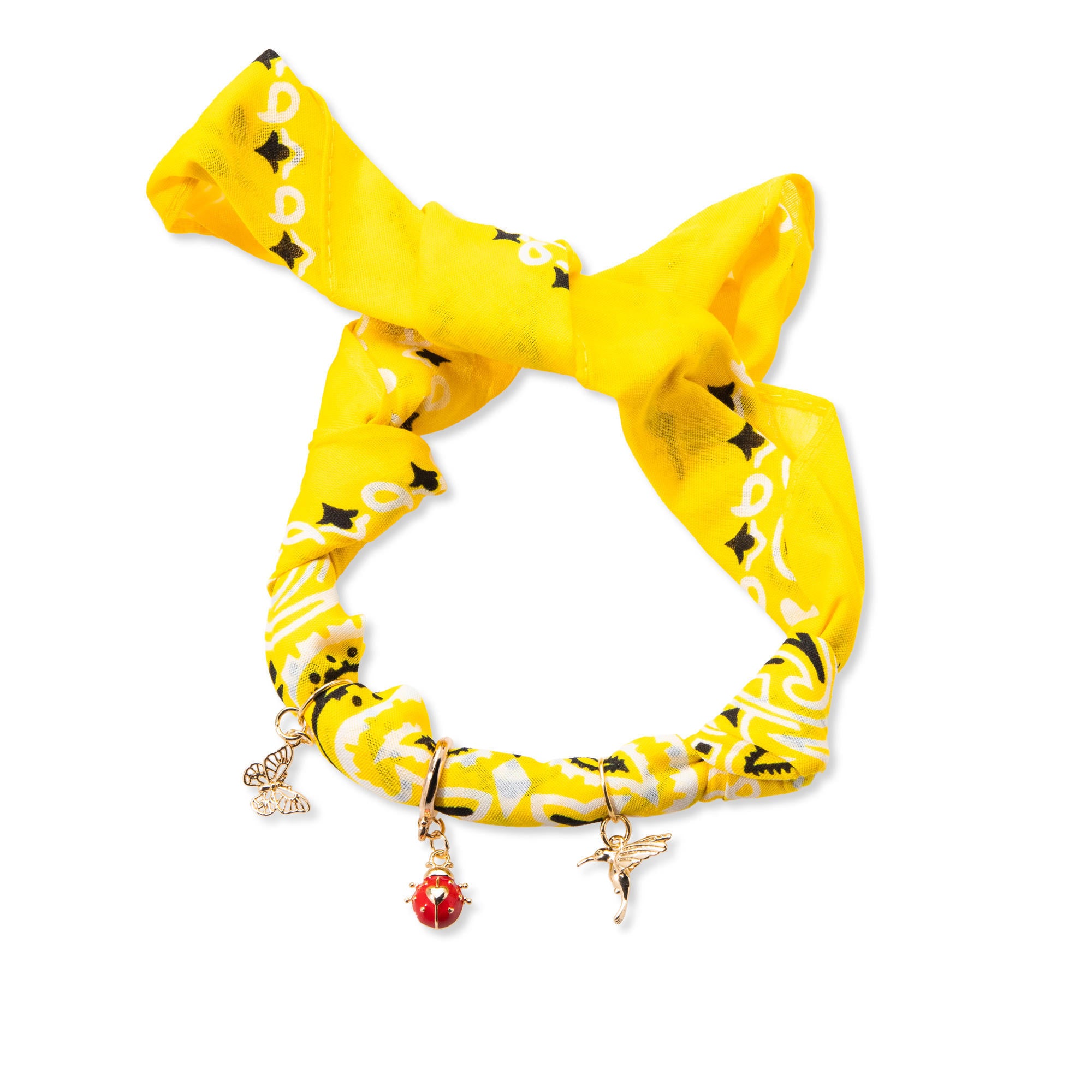 Bandana con dijes de catarina colibri y mariposa 65cm