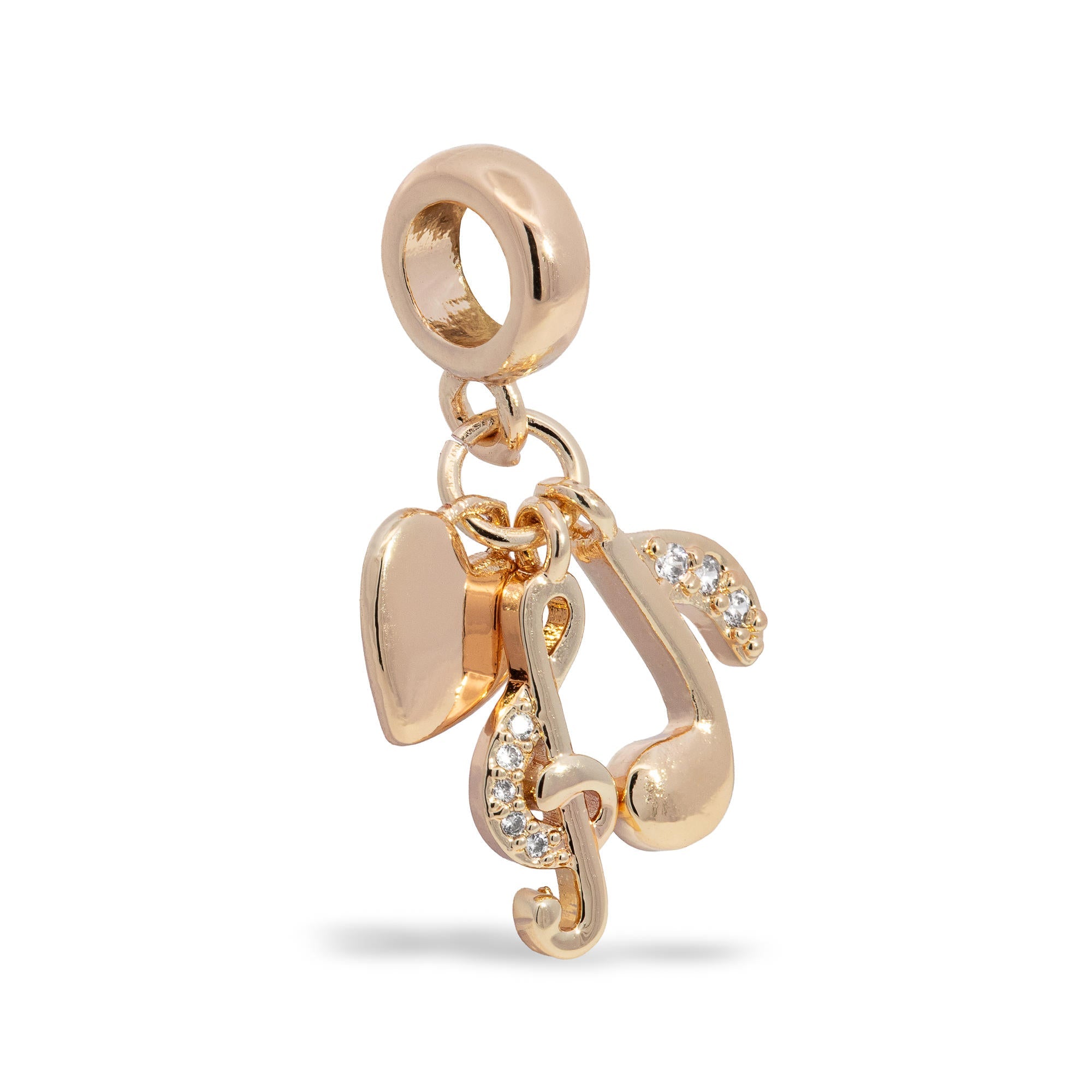 Charm de corazon y notas musicales con circonias 13mm