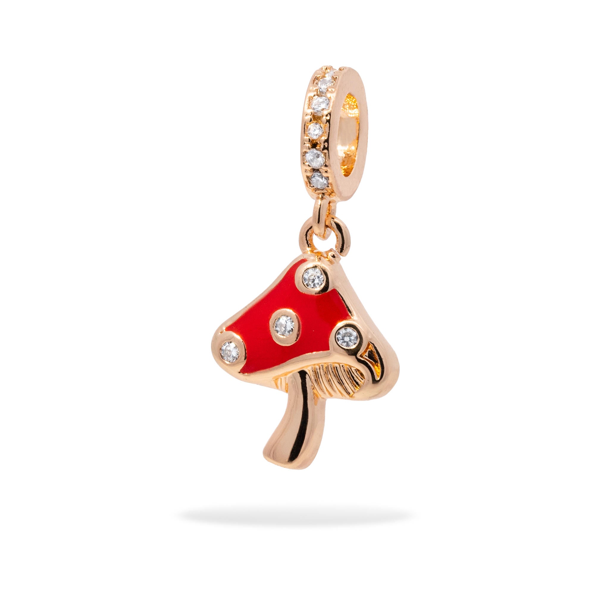 Charm de hongo esmaltado con circonias 13mm