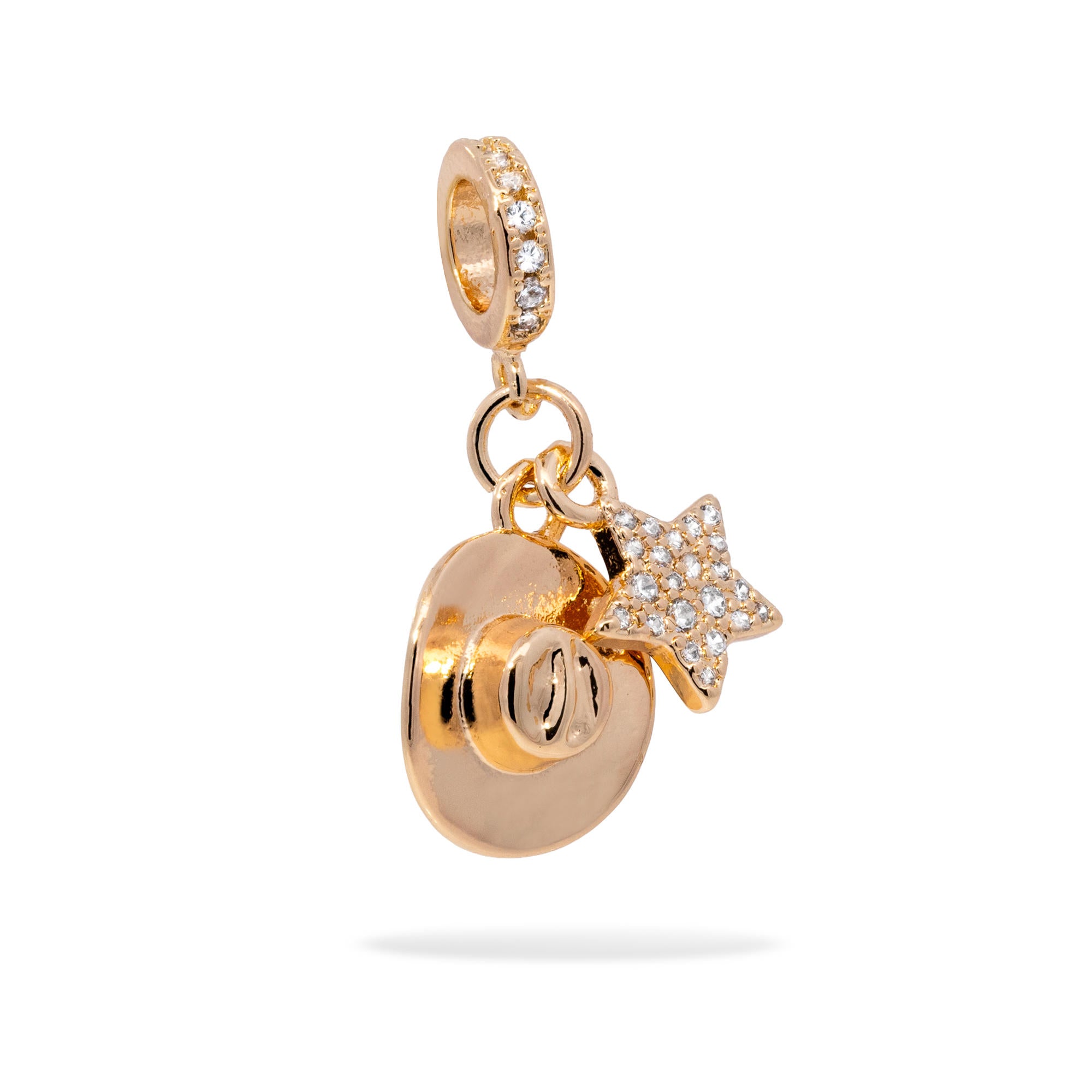 Charm de sombrero vaquero y estrella con circonias 12mm
