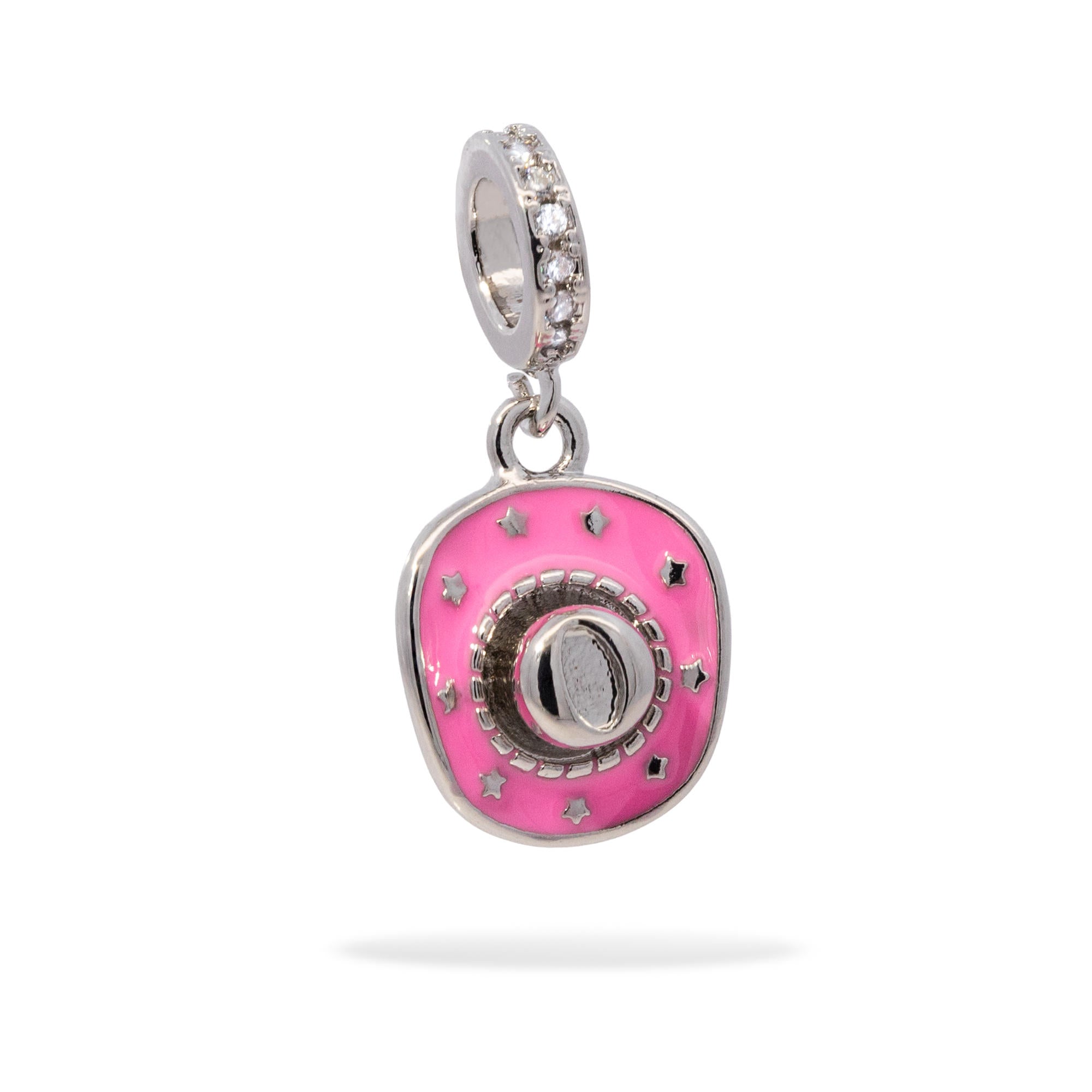 Charm de sombrero vaquero esmaltado con circonias 12mm