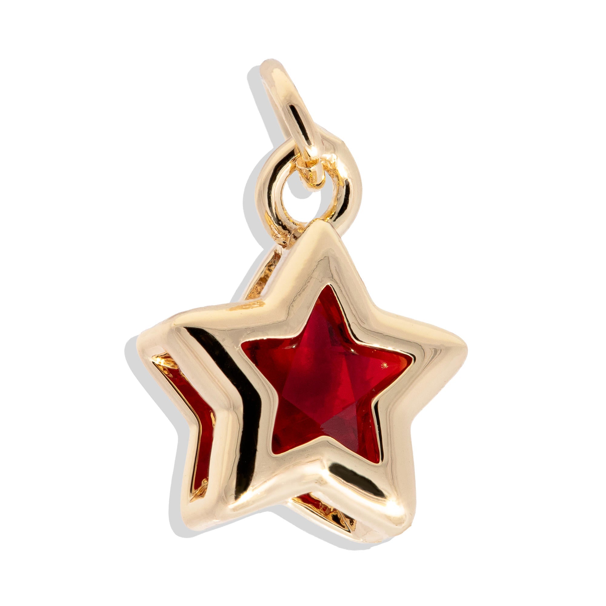 Dije de estrella con circonia roja 9mm