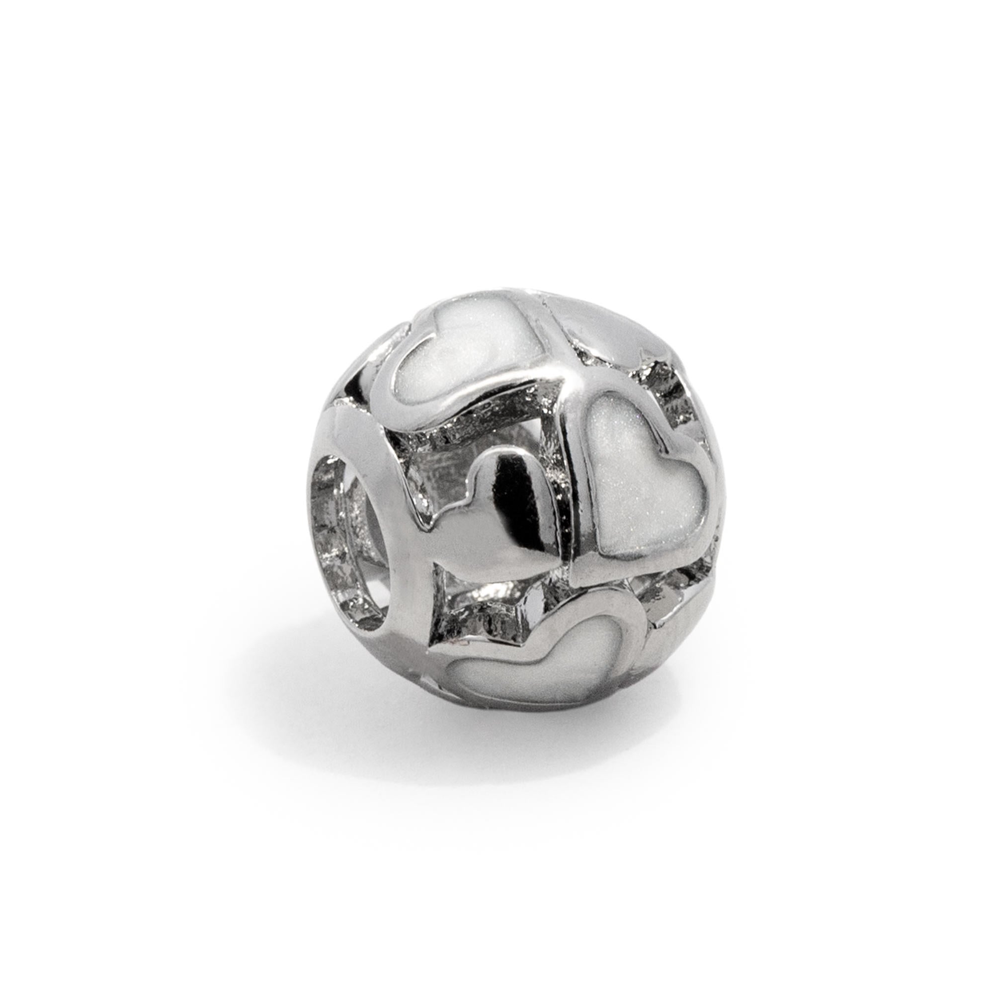 Charm de bola con corazones calados y madreperla 10mm