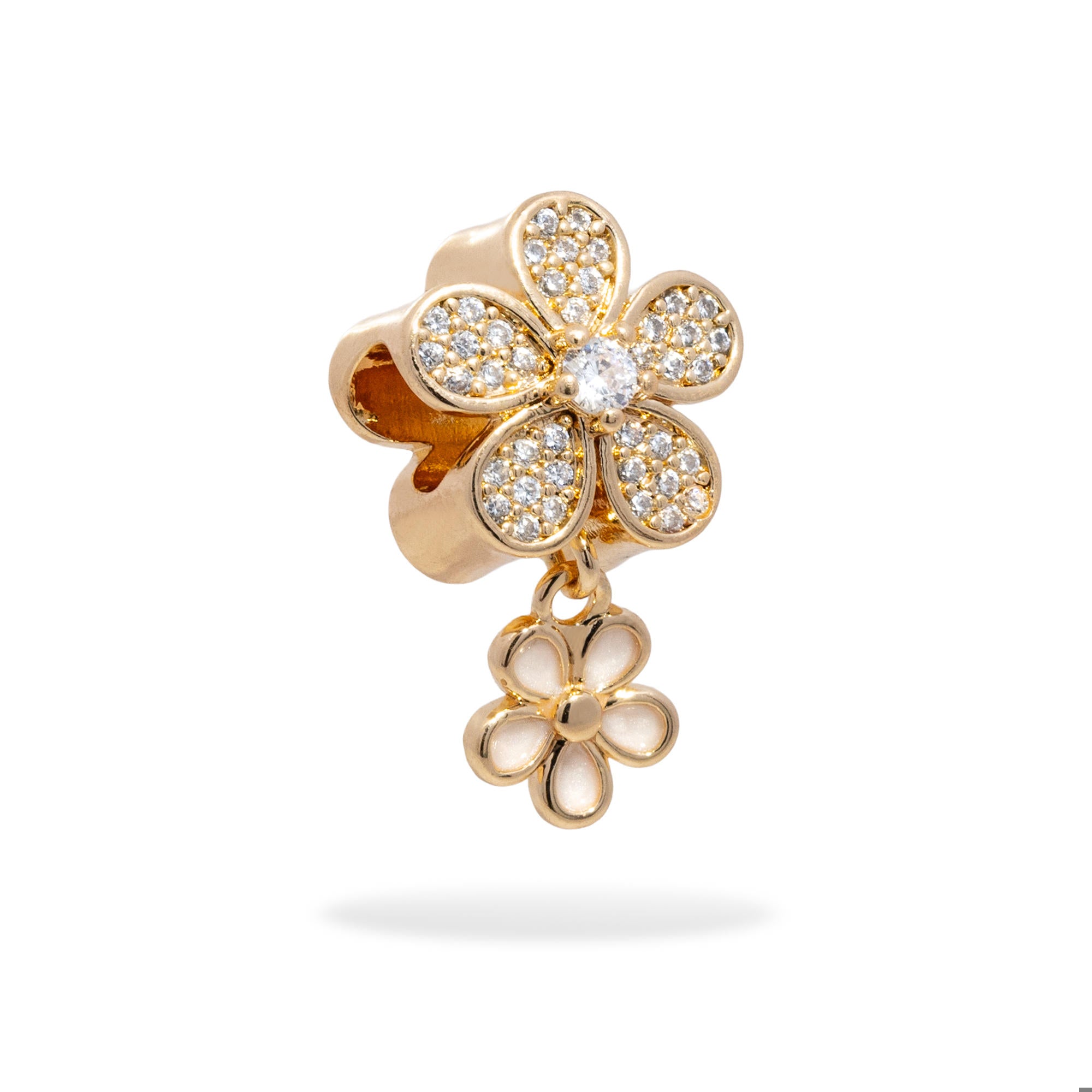 Charm de flores con esmalte y circonias 20mm