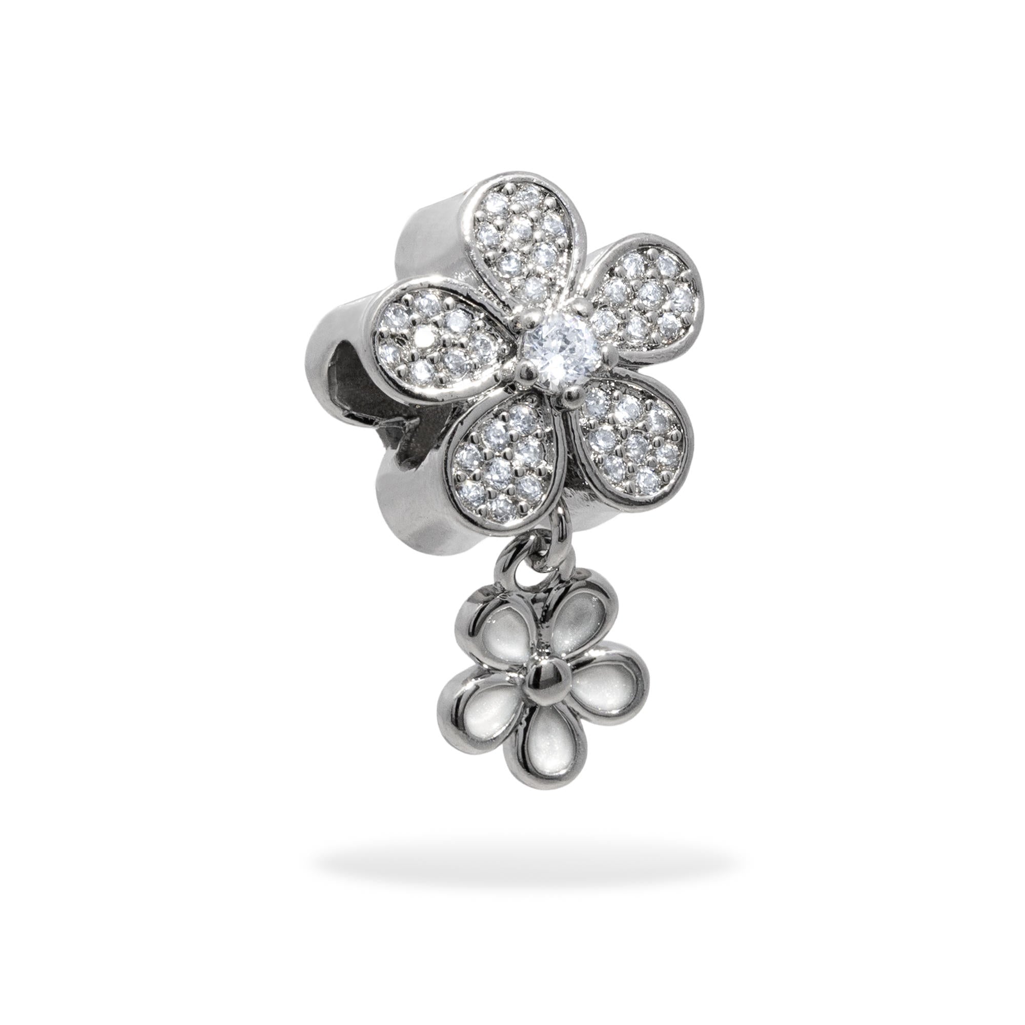 Charm de flores con esmalte y circonias 20mm