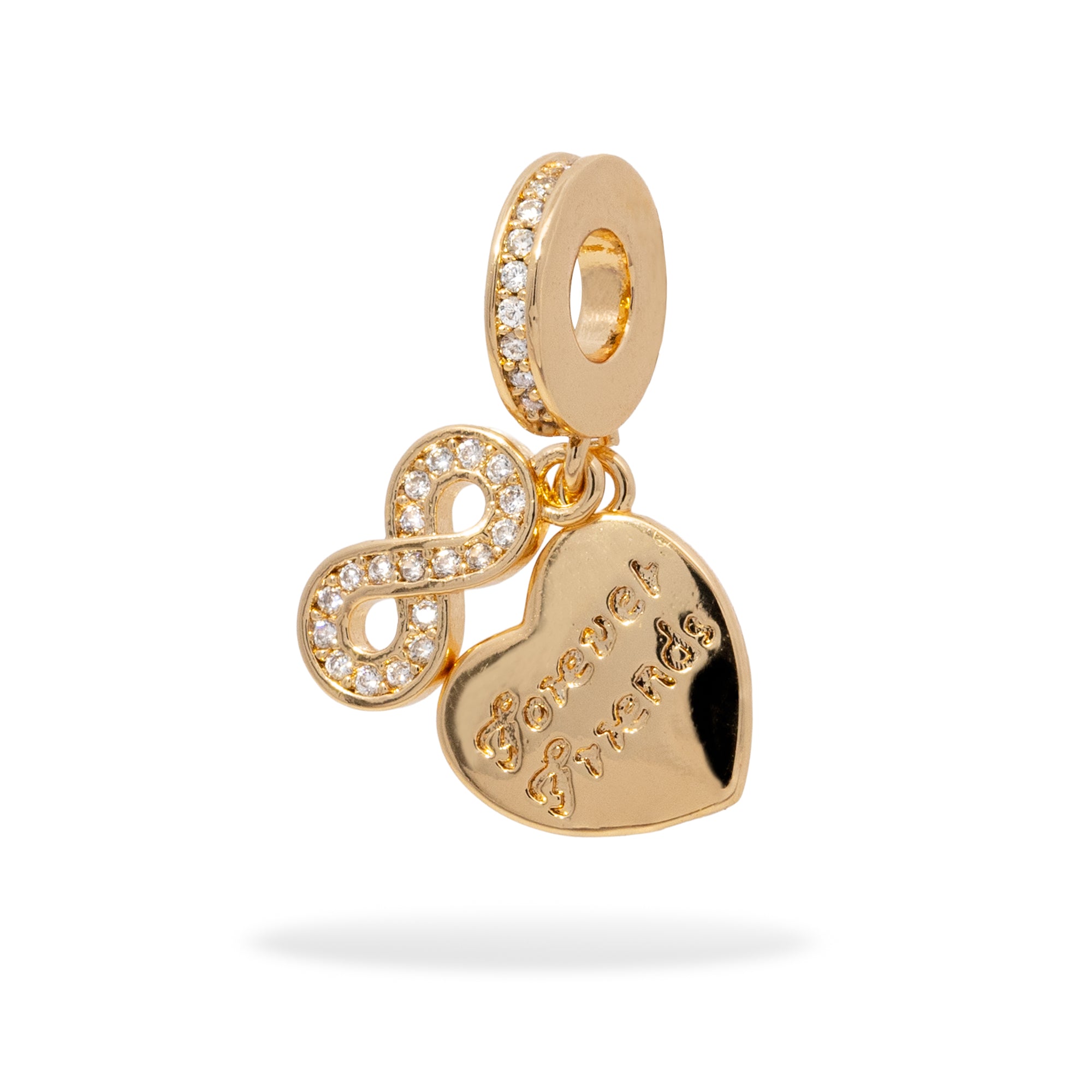 Charm de corazon e infinito forever friends con circonias 22mm