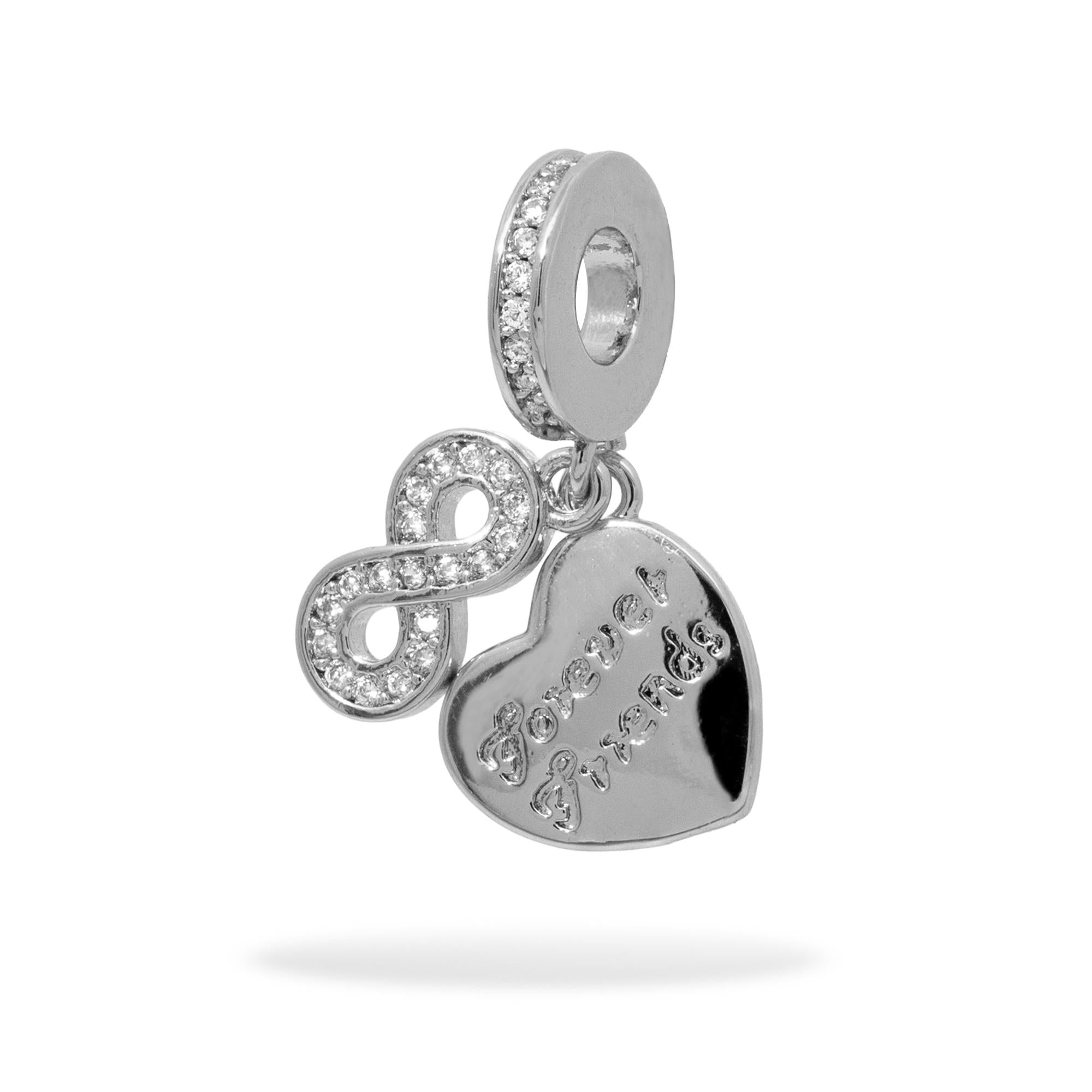 Charm de corazon e infinito forever friends con circonias 22mm