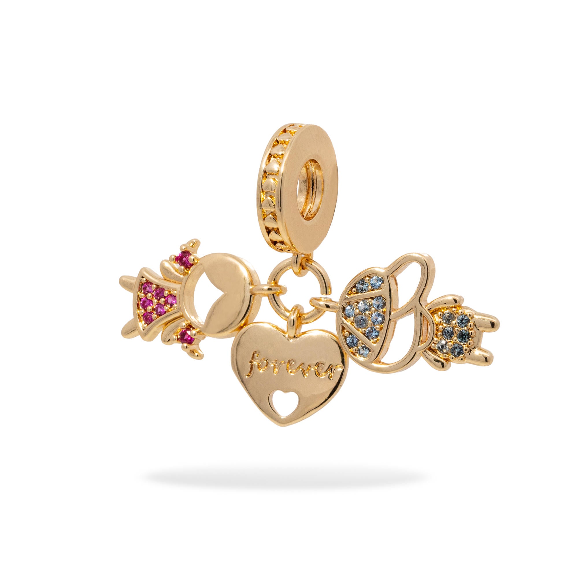 Charm de niños y corazon forever con circonias 25mm