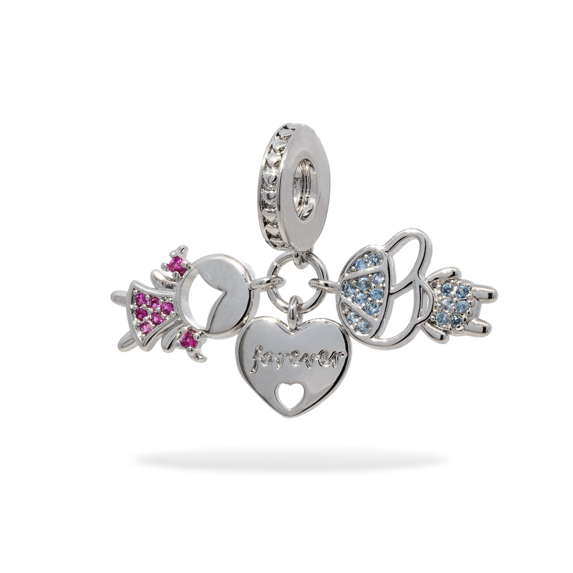 Charm de niños y corazon forever con circonias 25mm
