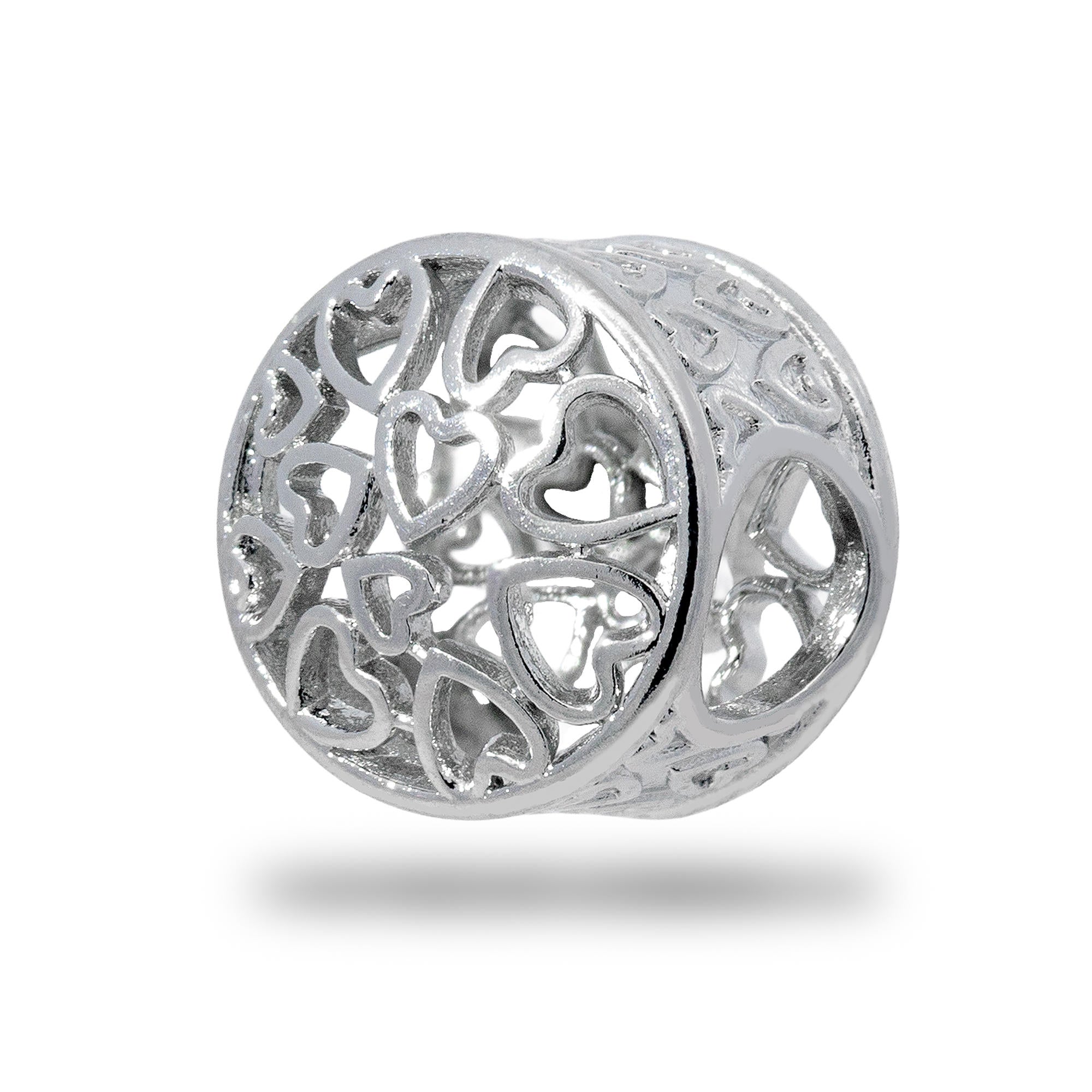 Charm de tambor con corazones calados 10mm