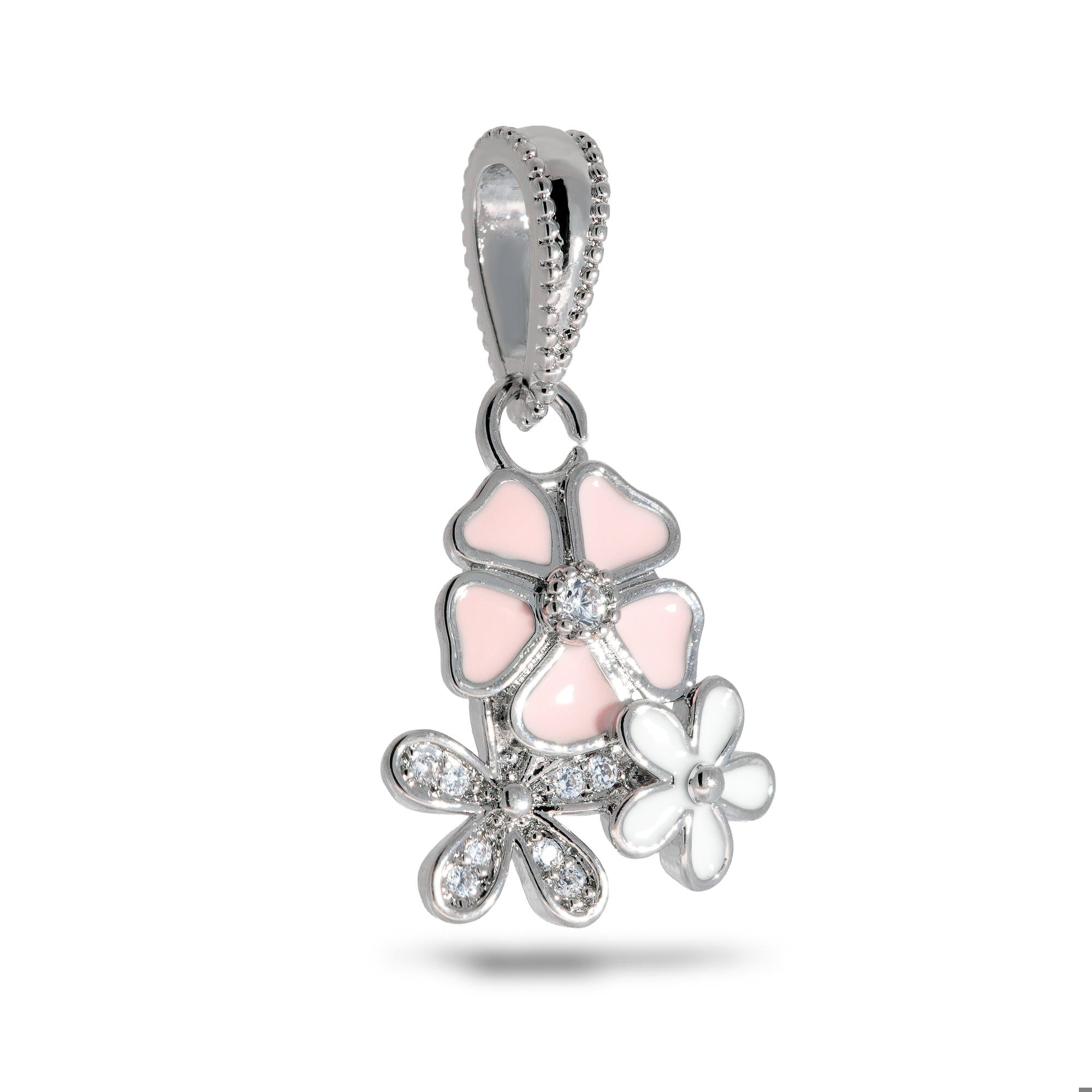 Charm de flores esmaltadas con circonias 15mm