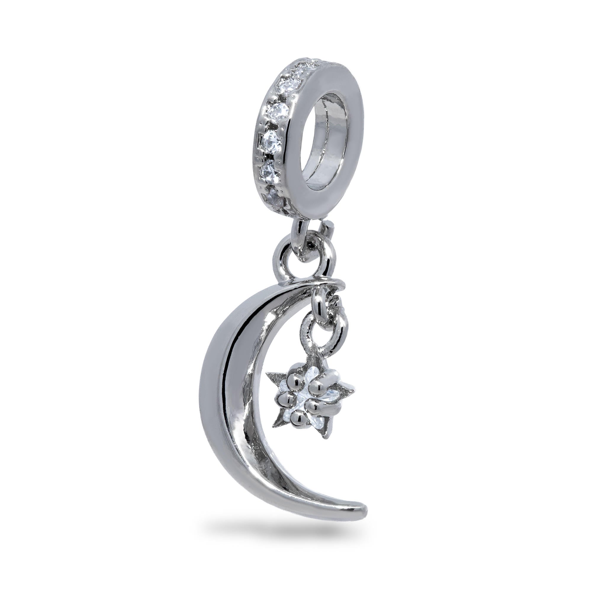 Charm de luna con circonia de estrella 12mm