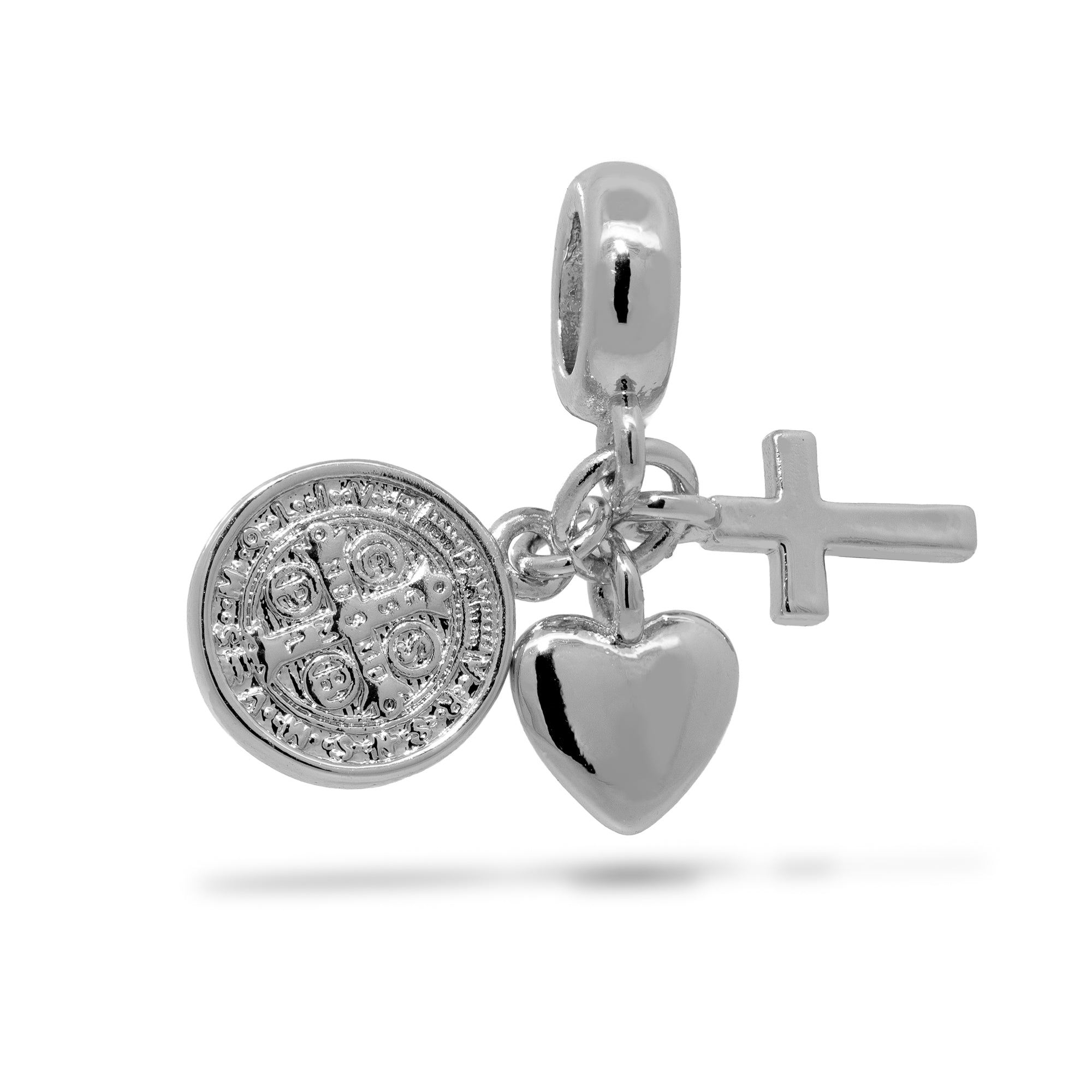 Charm Medalla de San Benito Cruz y corazon 10mm