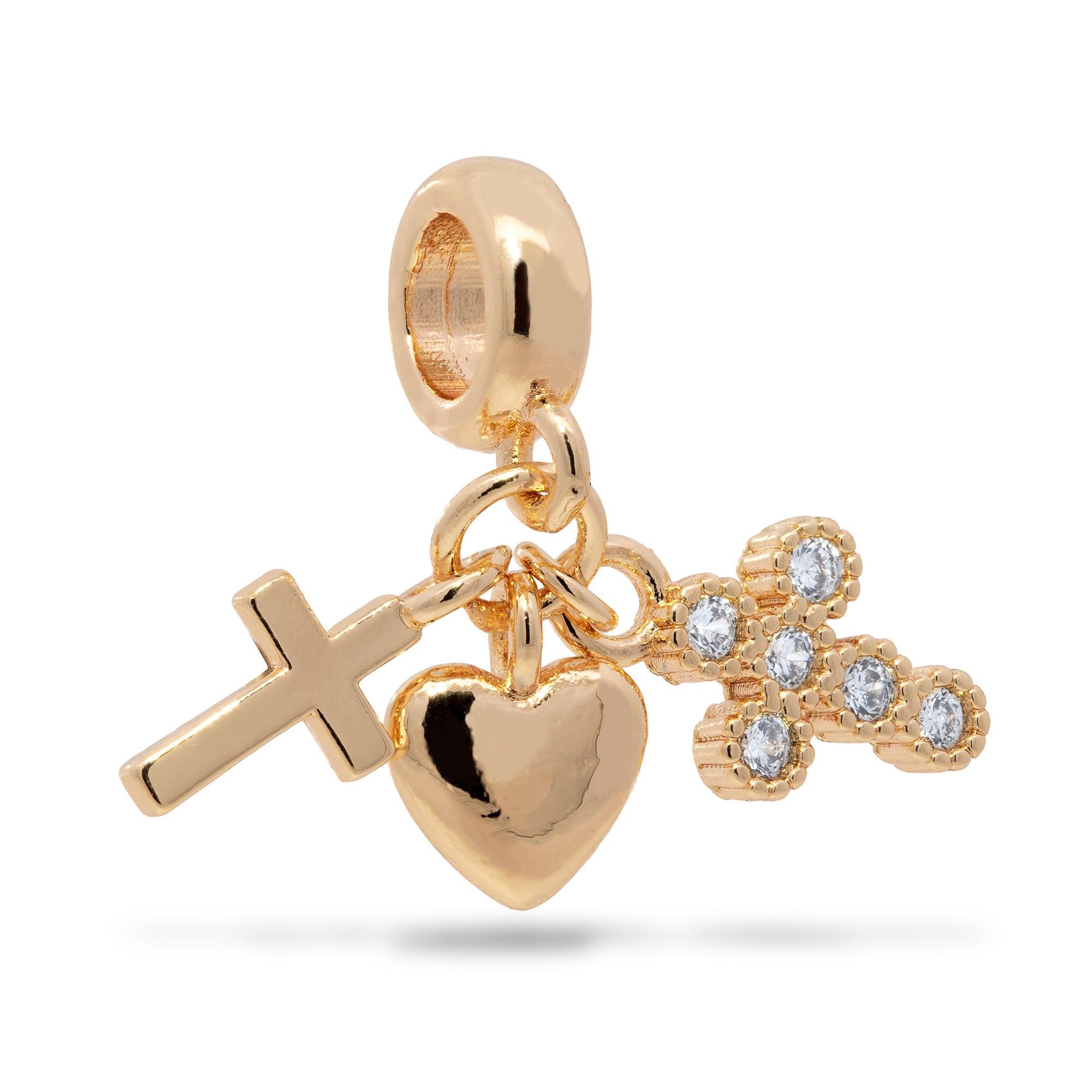 Charm de corazon y cruces con circonias 10mm