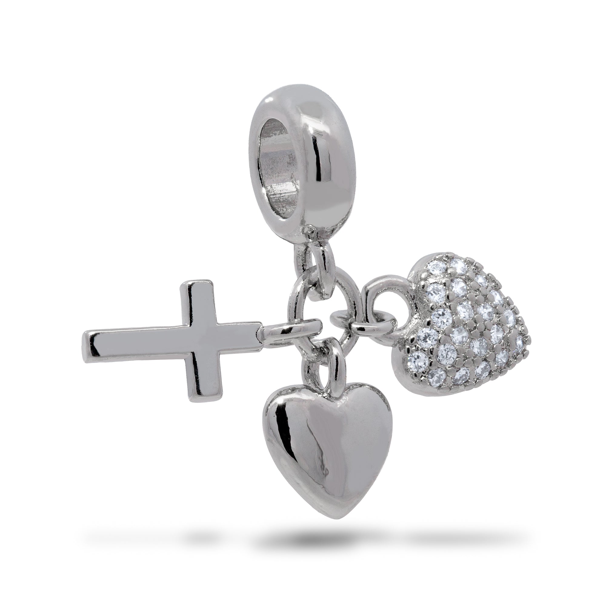 Charm de Cruz y corazones con circonias 10mm