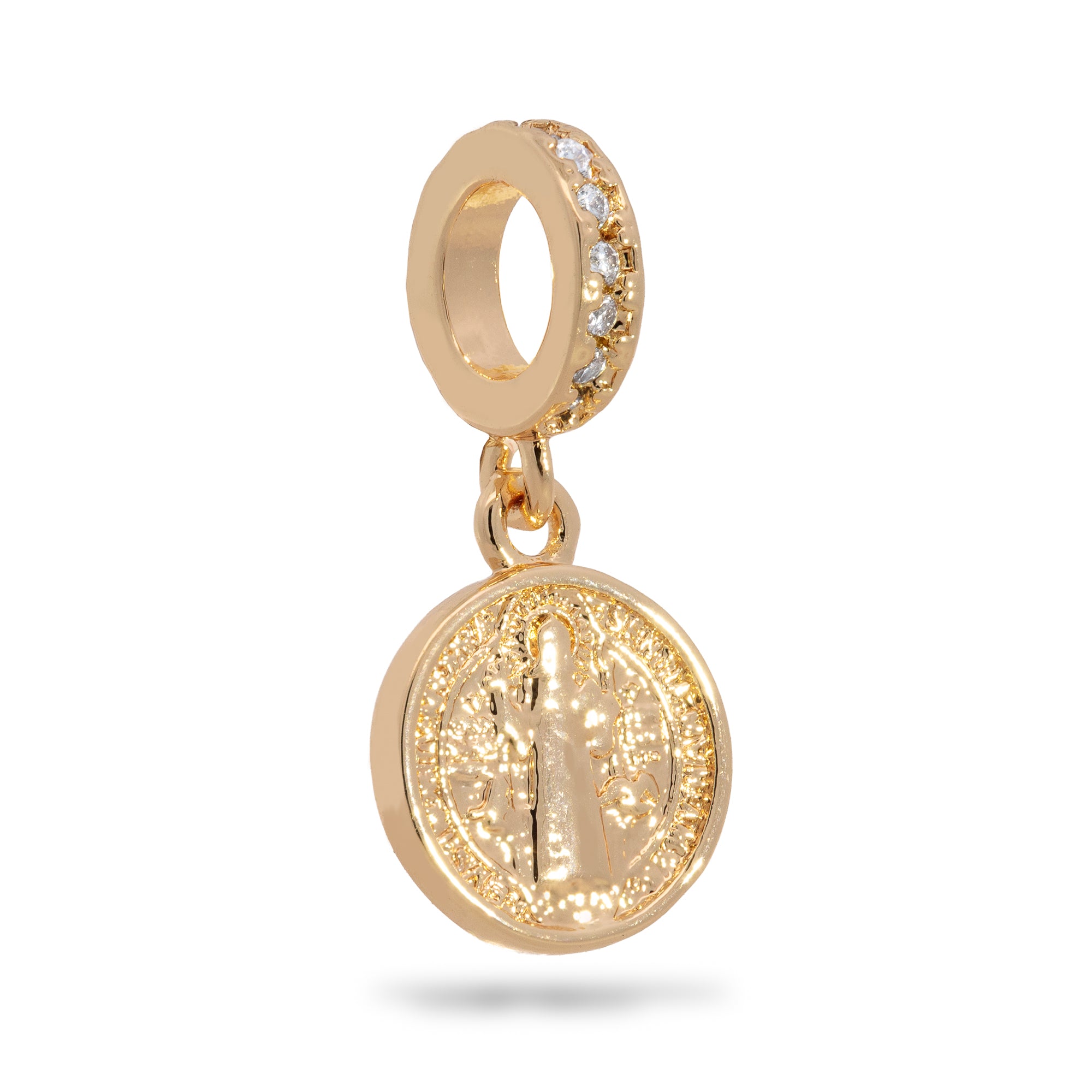 Charm medalla de san benito con circonias 10mm
