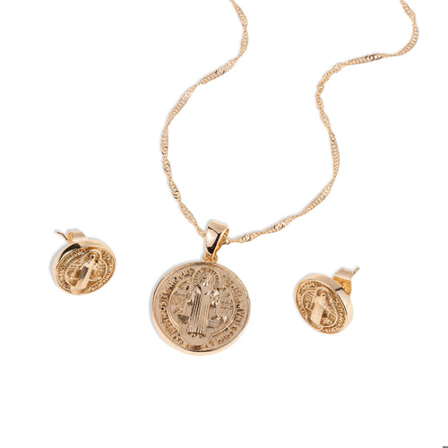 Juego con Medalla redonda de San Benito 45-50cm