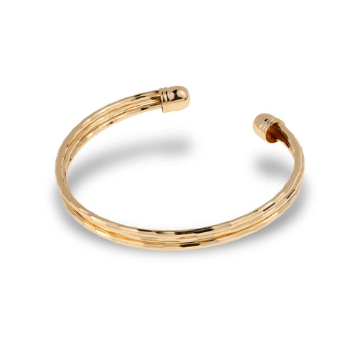 Brazalete ajustable triple linea facetada 6mm