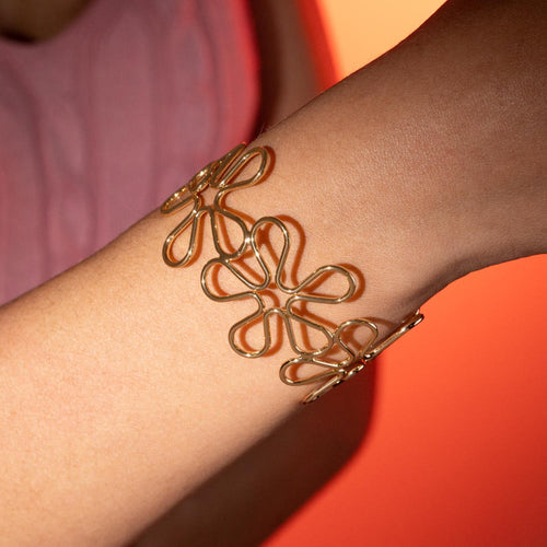 Brazalete ajustable siluetas de flores 35mm