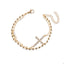 Pulsera doble de balines y Cruz con circonias 15-20cm